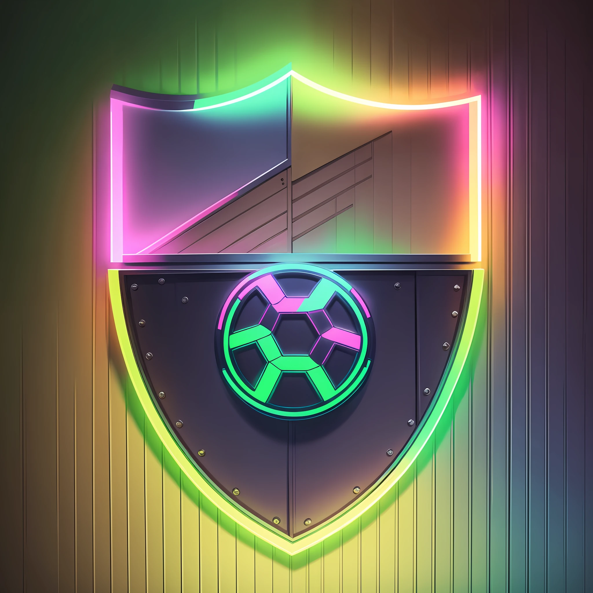 Shield for football team, colorful neon, no text --auto --s2