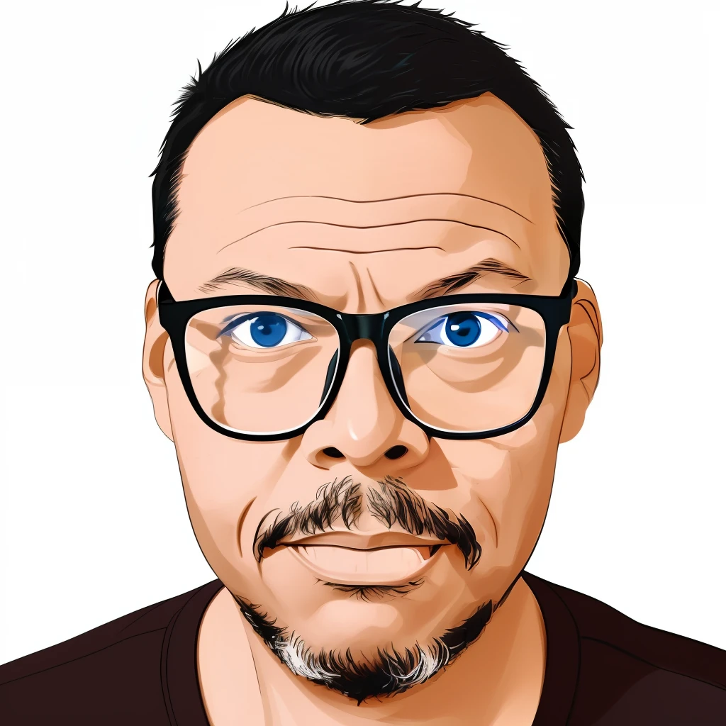 guttonerdvision5, drawing of a man with glasses, front view, looking at camera, portrait, minimalist, vector, pastel colors