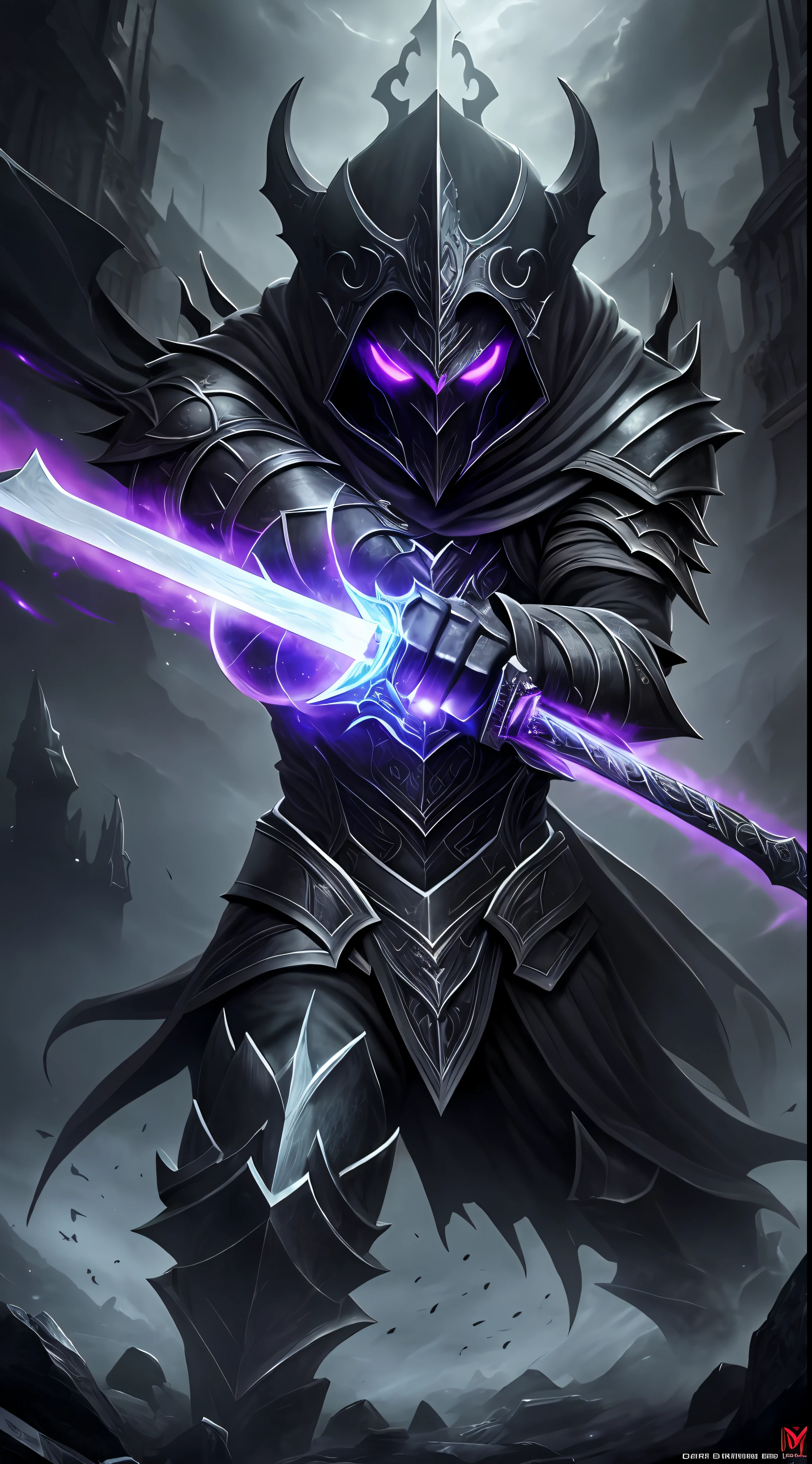 In a dark kingdom, the fearsome boss known as "The Shadow Lord" emerges. Veiled in black mist, their true form remains elusive. Sinister, glowing eyes radiate dark power. Clad in ancient, runed armor, they are an immortal, ruthless being. Agile and slender, they move with incredible speed, wielding a black sword pulsating with dark energy. Creatures of darkness stand by, ready to defend. The battleground is a ravaged field, debris bearing witness to past battles. Ominous music sets the tone, adding tension. The battle against the "Shadow Lord" tests courage, skill, strategy, and reflexes. Victory is rare, but those who conquer are revered., Gothic art, high detail, blind box toy style, cinematic lighting, speed lines, 360 view, lens flare, fisheye, first-person view, three sided view, 8k, best quality, award winning, high details, anatomically correct, masterpiece, UHD --auto --s2