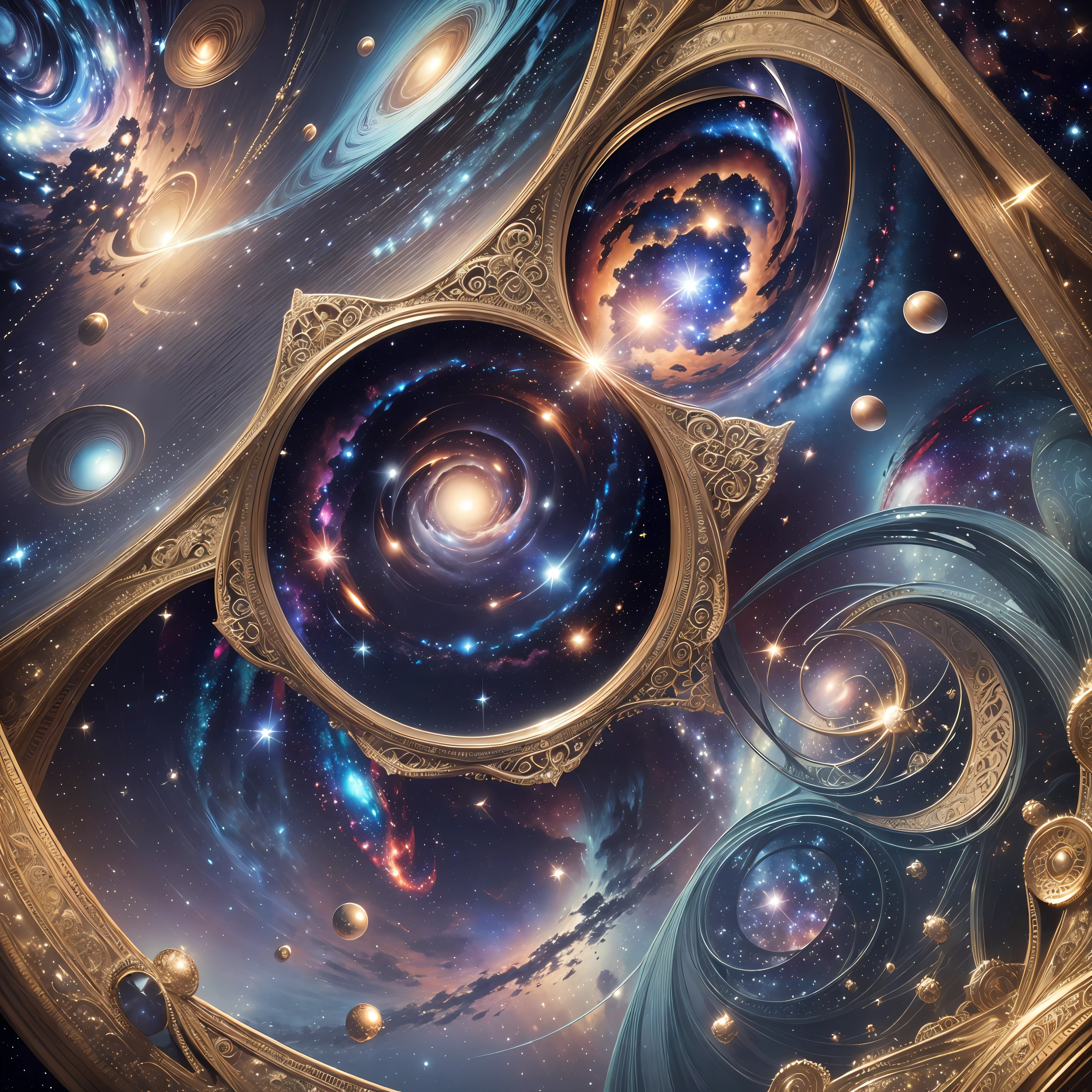 ((masterpiece, ultra-detailed, intricate details, high quality)) outer space, galaxies, stars, dark, gloomy, --auto --s2