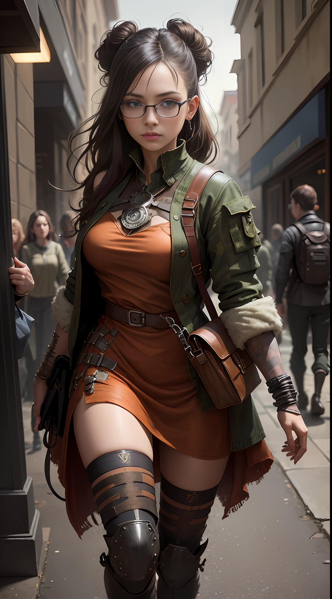 (((6 Girls))) (genetic artwork), realistic epic, hyperrealistic style. with bright blue eyes.walking down a city street with a (((red camouflaged dress)))), Jeremy Mann style, James Gurney painting style, fully clothed. sexy painting, jeremy mann art, by Marek Okon, Leonid Afremov painting, wadim kashin. ultra-realistic, by Carlos Berlanga, influenced by Jeremy Mann, elegant Clean Lines. Military camouflage sexy clothing. (((6 Girls))). Glasses reflecting light, art by greg rutkowski and artgerm, soft cinematic light, adobe lightroom, photolab, hdr, intricate, highly detailed, (depth of field:1.4), (natural skin texture, hyperrealism, soft light, sharp:1.2), (dark photo:1.22), neutral colors, (hdr:1.4), (muted colors:1.4), (intricate), (artstation:1.2), hyperdetailed, dramatic, intricate details, (technicolor:0.9), (rutkowski:0.8), cinematic, detailed, (intricate details:1.12), HDR, (intricate details, hyperdetailed:1.15)