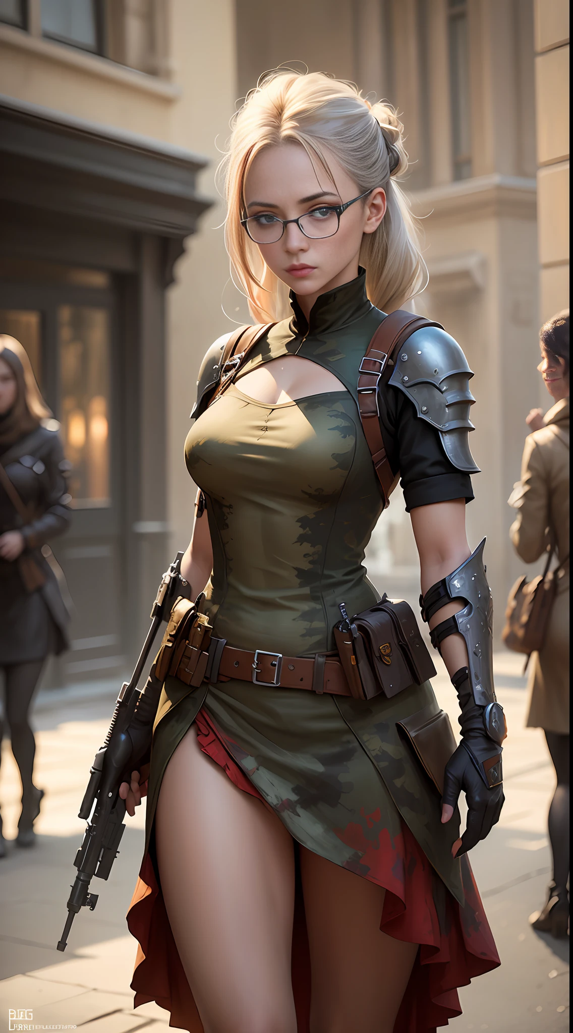 (((6 Girls))) (genetic artwork), realistic epic, hyperrealistic style. with bright blue eyes.walking down a city street with a (((red camouflaged dress)))), Jeremy Mann style, James Gurney painting style, fully clothed. sexy painting, jeremy mann art, by Marek Okon, Leonid Afremov painting, wadim kashin. ultra-realistic, by Carlos Berlanga, influenced by Jeremy Mann, elegant Clean Lines. Military camouflage sexy clothing. (((6 Girls))). Glasses reflecting light, art by greg rutkowski and artgerm, soft cinematic light, adobe lightroom, photolab, hdr, intricate, highly detailed, (depth of field:1.4), (natural skin texture, hyperrealism, soft light, sharp:1.2), (dark photo:1.22), neutral colors, (hdr:1.4), (muted colors:1.4), (intricate), (artstation:1.2), hyperdetailed, dramatic, intricate details, (technicolor:0.9), (rutkowski:0.8), cinematic, detailed, (intricate details:1.12), HDR, (intricate details, hyperdetailed:1.15)