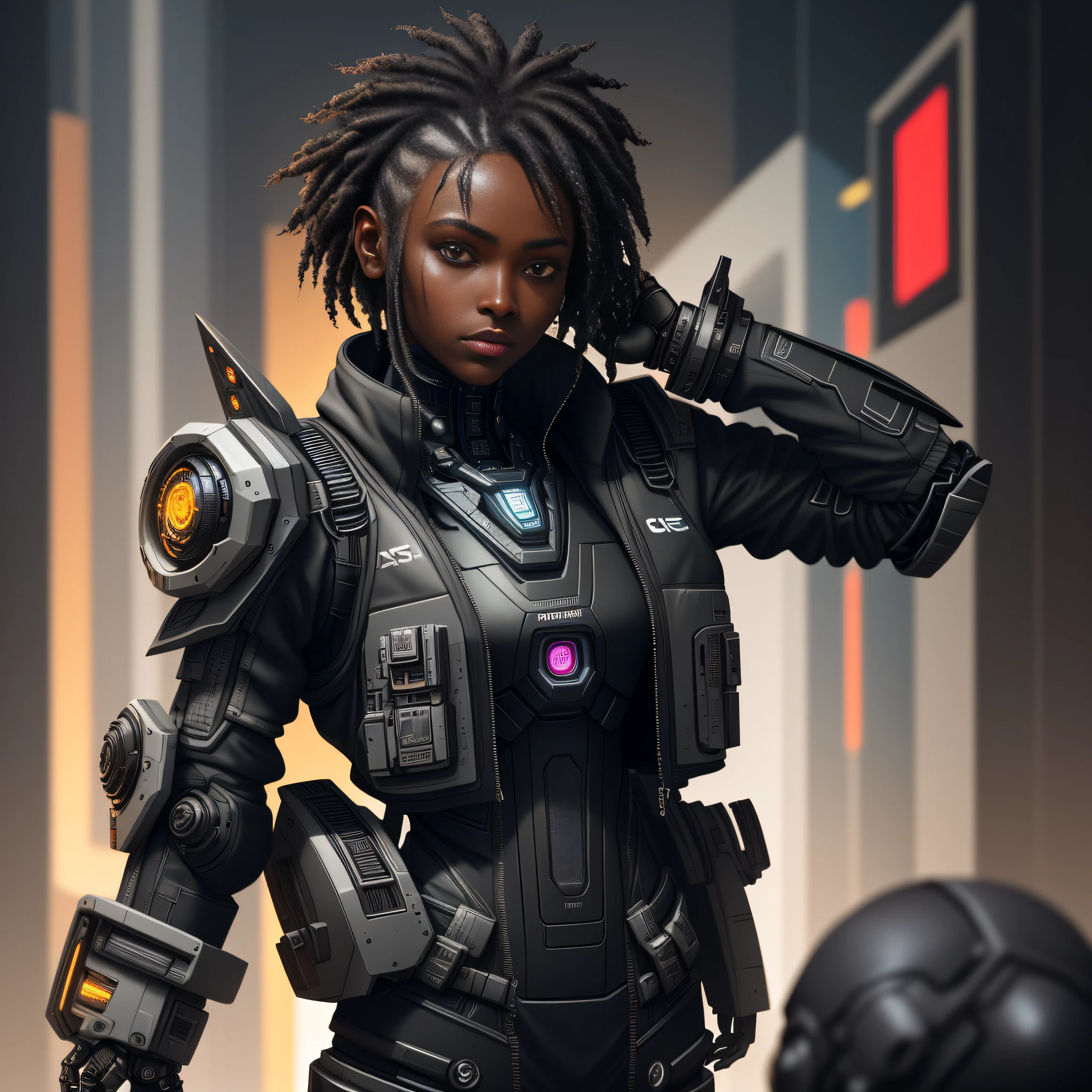1girl, (black_background:1.1), dark skin, (cyberpunk robot:1.1), (best quality), (masterpiece), (realistic), (detailed), highly detailed skin, insanely detailed, (masterpiece), absurdists, HDR, african cybernetics, cyberpunk concept art, digital art, highly detailed, intricate, sci-fi, sharp focus, unreal engine 5, octane rendering, 4K UHD IMAGE, HDR, 2k, 4k, 8k, Style: Anime