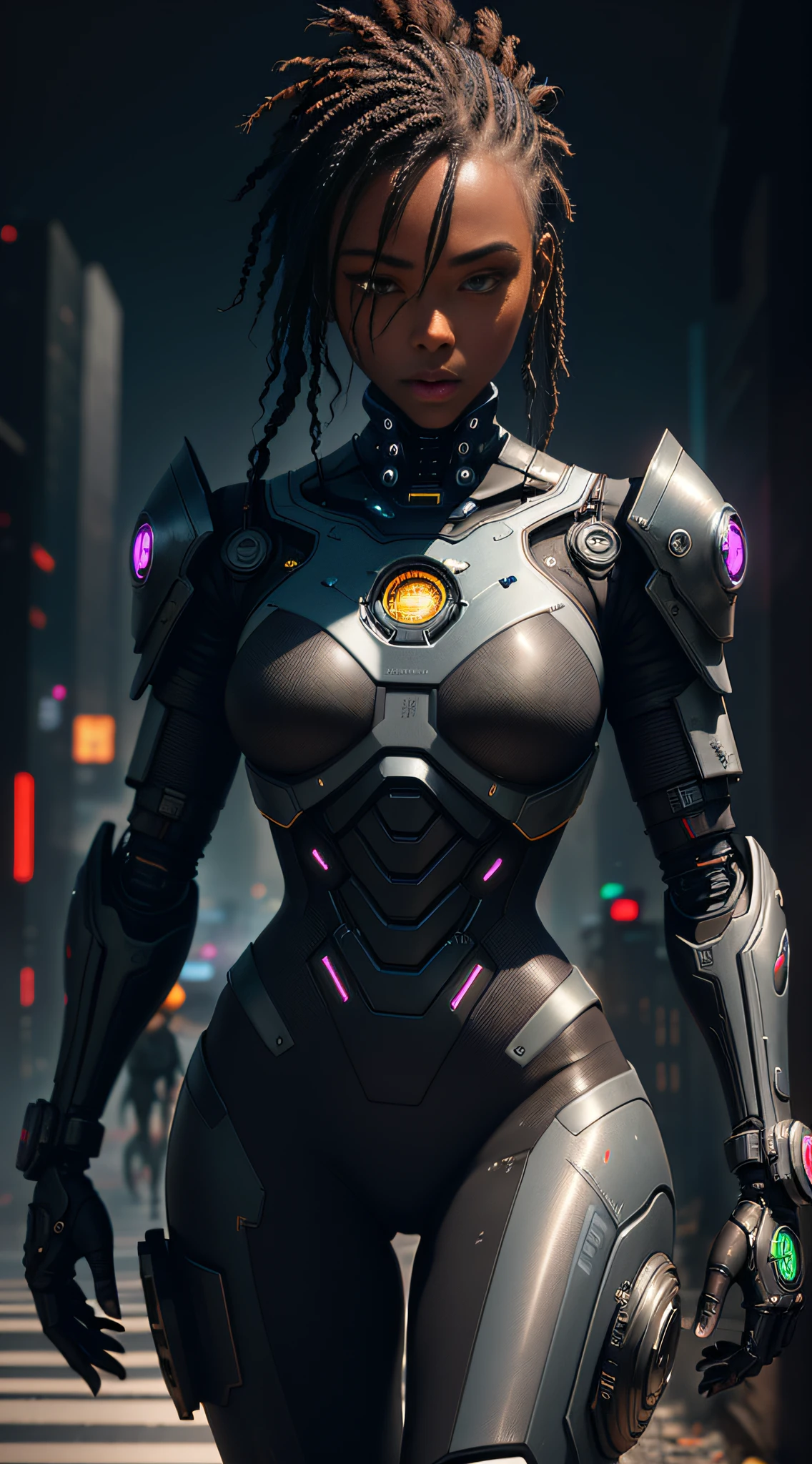 1girl, (black_background:1.1), dark skin, (cyberpunk robot:1.1), (best quality), (masterpiece), (realistic), (detailed), highly detailed skin, insanely detailed,(masterpiece), absurdres, HDR,