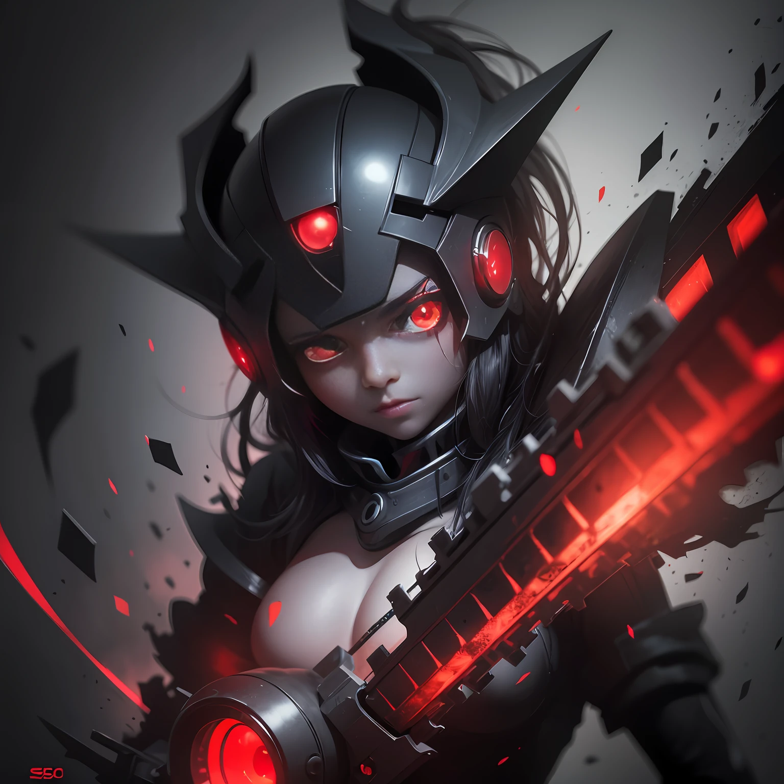 completely black image with two glowing red eyes --auto --s2