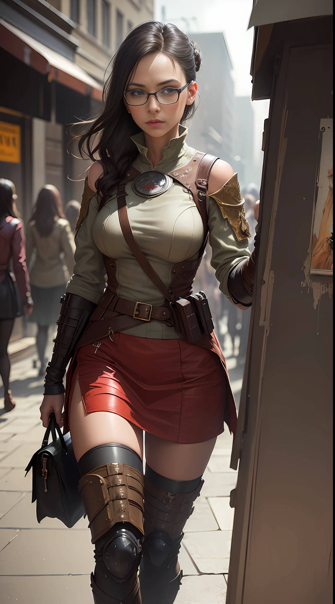 (((6 Girls))) (genetic artwork), realistic epic, hyperrealistic style. with bright blue eyes.walking down a city street in a red dress, Jeremy Mann style, James Gurney painting style, fully clothed. sexy painting, jeremy mann art, by Marek Okon, Leonid Afremov painting, wadim kashin. ultra-realistic, by Carlos Berlanga, influenced by Jeremy Mann, elegant Clean Lines. Military camouflage sexy clothing. (((6 Girls))). Glasses reflecting light, art by greg rutkowski and artgerm, soft cinematic light, adobe lightroom, photolab, hdr, intricate, highly detailed, (depth of field:1.4), (natural skin texture, hyperrealism, soft light, sharp:1.2), (dark photo:1.22), neutral colors, (hdr:1.4), (muted colors:1.4), (intricate), (artstation:1.2), hyperdetailed, dramatic, intricate details, (technicolor:0.9), (rutkowski:0.8), cinematic, detailed, (intricate details:1.12), HDR, (intricate details, hyperdetailed:1.15)