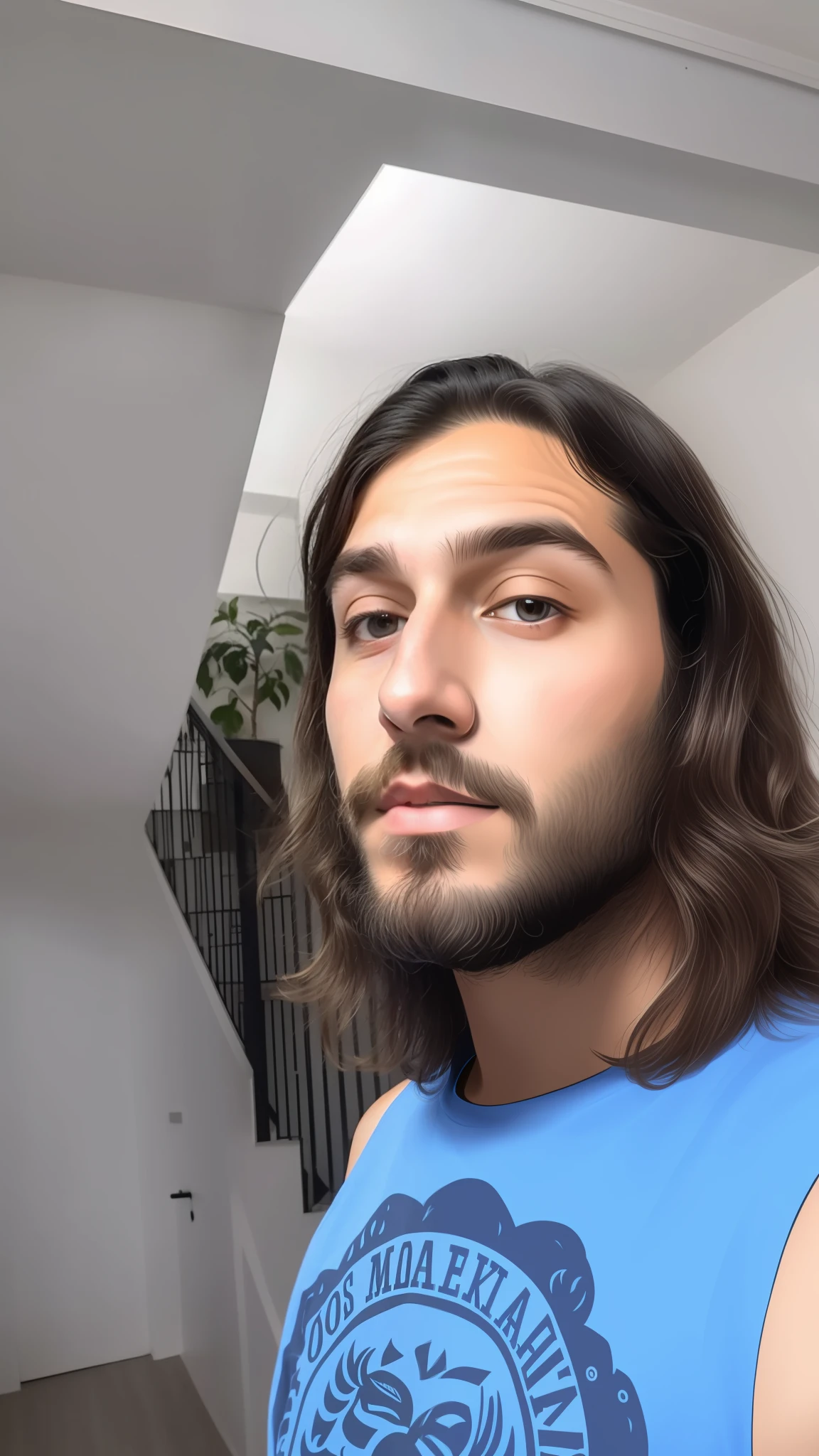 There is a woman with long hair and beard standing in a room, MSXOTTO, headshot profile picture, very low quality photo, Twitch streamer/gamer Ludwig, XQC, taken in early 2020, profile picture, with a small beard, no beard, Enes Dirig, Alexandros Pyromallis, young Spaniard --auto --s2