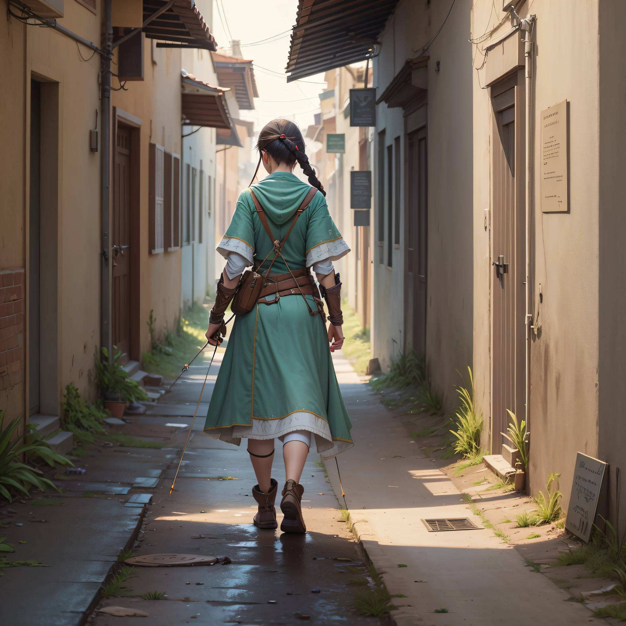 Lyra, a young archer who walks alone down the road in search of shelter --auto --s2