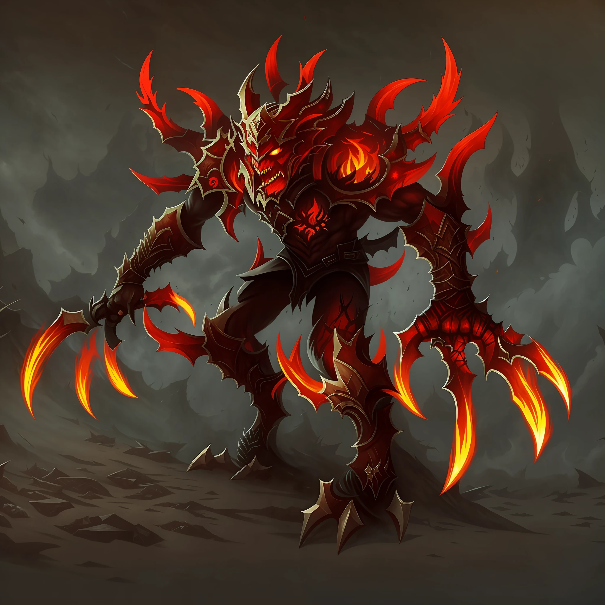 Junior demon, monster, thorns, pain aspect, fire.