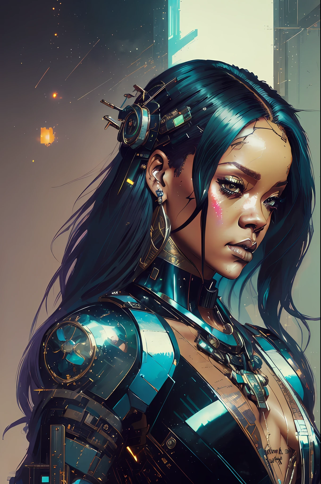 ((portrait of the goddess Rihanna cyberpunk mecha in the style of the zero dawn horizon, face of the machine)), (Symmetry), (Symmetry), intricate, elegant, highly detailed, digital painting, artstation, concept art, smooth, sharp focus, illustration,, professional photography, hyper-realistic face, portrait of, highly detailed, beautiful, sexy, modelshoot style, (extremely detailed CG unit 8k wallpaper), (((full body photo))), photo of the most beautiful artwork in the world,   black silk valley, black silk robe, magical necromancy, sexy, medieval era, photorealistic painting by Ed Blinkey, Atey Ghailan, Studio Ghibli, by Greg Tocchini, by James Gilleard, by Joe Fenton, by Kaethe Butcher, by Jeremy Mann, Greg Manchess, Antonio Moro, trending on ArtStation, trending on CGSociety, Intricate, High Detail, Sharp focus, dramatic, photorealistic painting art by midjourney and greg rutkowski --auto --s2