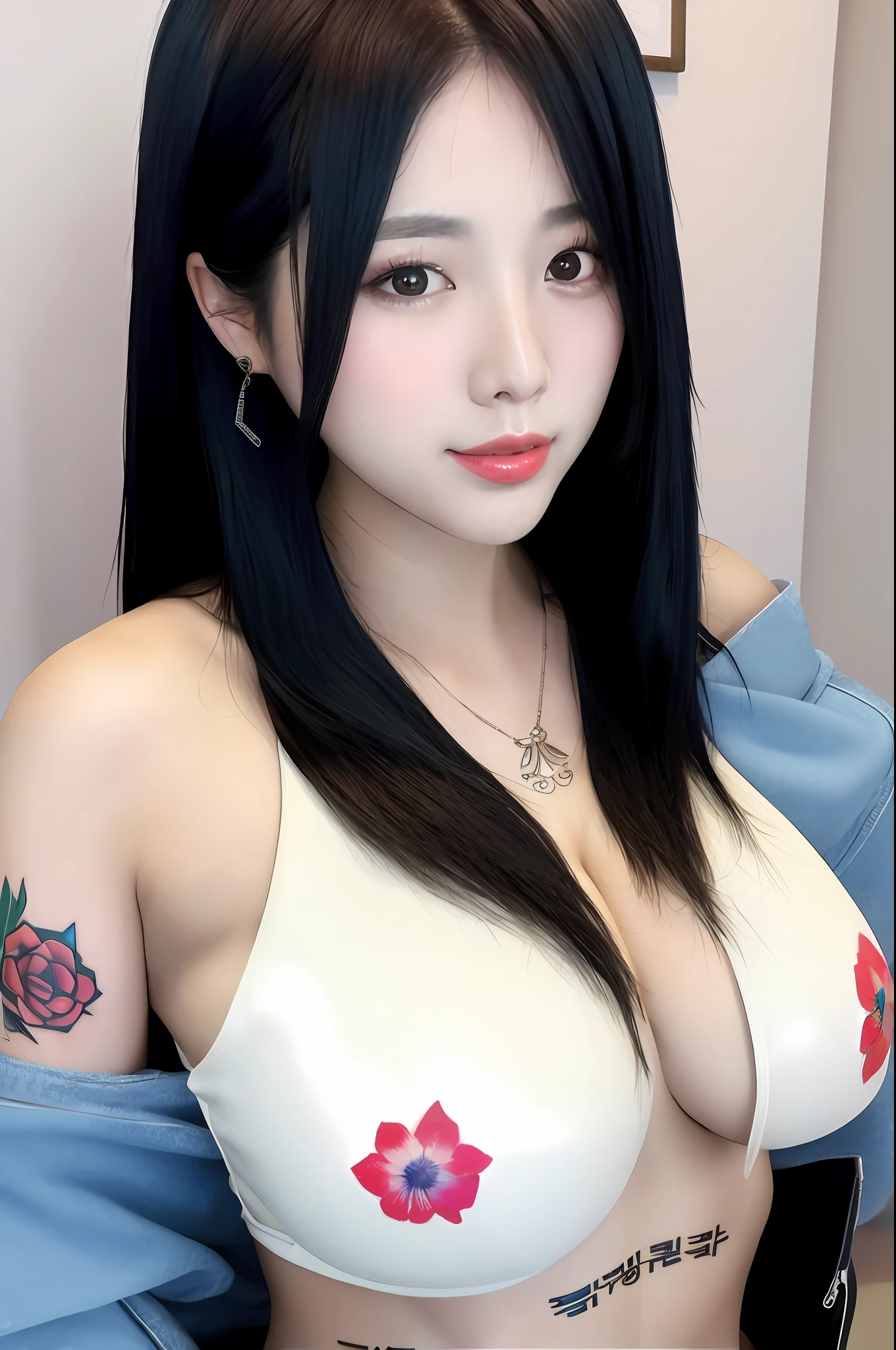 "Korean woman",{tattoo:1.1, large breasts:1.2}:0.8).