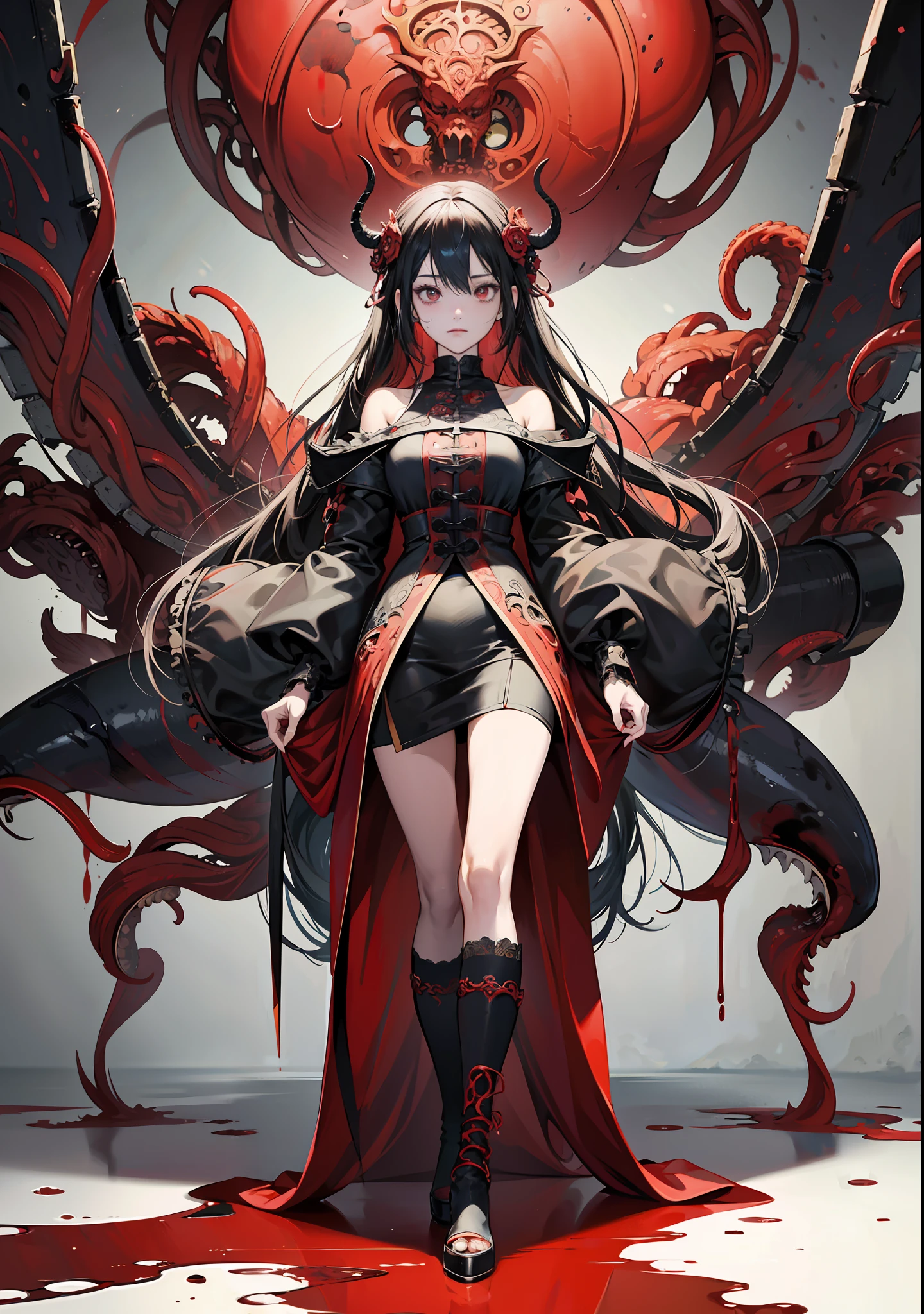 anime, demon, girl, red, blood, art, artwork, artwork, artwork, artwork, artwork, artwork, artwork, artwork, artwork, artwork,, best anime 4k konachan wallpaper, fine details. anime. tentacles, intricate ornate anime cgi style, 2b, 2 b, anime epic artwork, badass anime 8 k