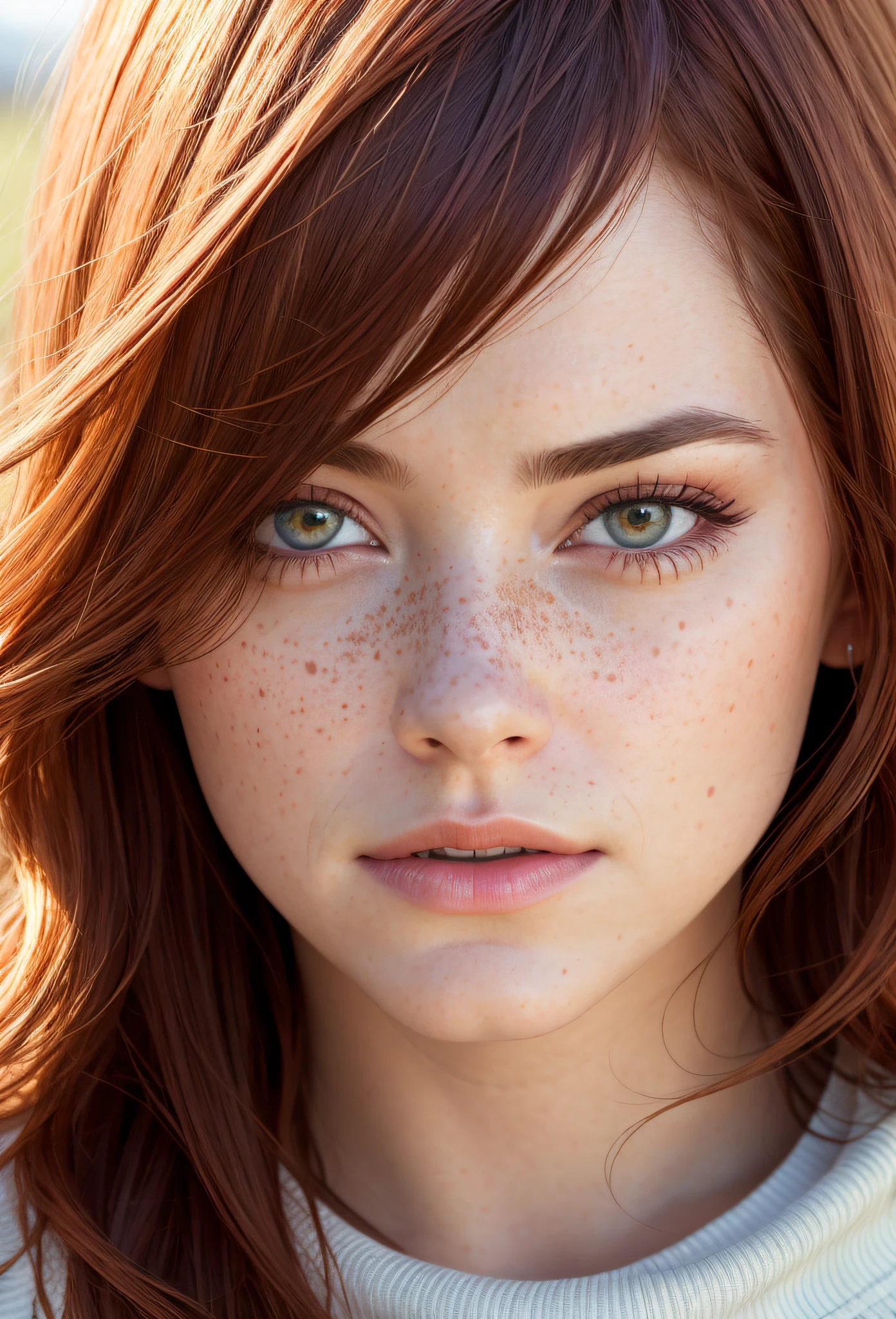 emma stone, women, hood, portrait, asymmetrical bangs, long red golden hair, bangs, breasts, freckles, hazelnut eyes, small breasts, looking at the viewer, nose piercing, soil, upper body, detailed background, bar setting, photorealistic, photorealistic, photo-masterpiece, realistic, realism, photorealism, high contrast, photorealistic digital art trend in Artstation 8k HD high definition detailed realistic,  detailed, skin texture, hyper detailed skin texture, realistic, best quality, ultra high res, (photorealistic: 1.4), high resolution, detailed, raw photo, sharp re, by lee jeffries nikon d850 film stock photography 4 kodak portra 400 camera f1.6 lens rich colors hyper realistic texture dramatic texture irrealengine trend in artstation cinestill 800, chubby, plump, curvilinea,  black outlined