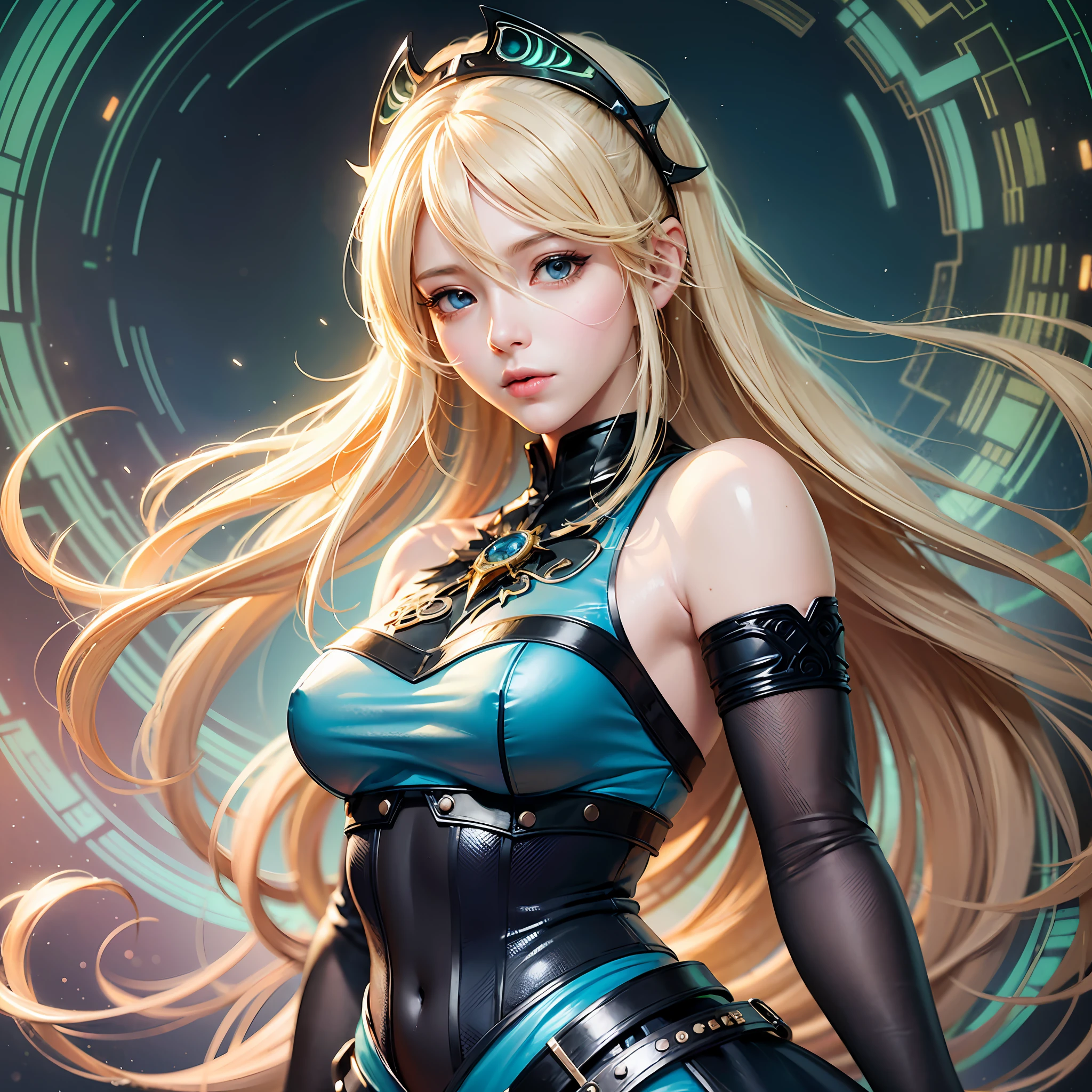 a close up of a AVRIL LAVIGNE with long blonde hair and blue eyes, detailed digital anime art, artgerm on artstation pixiv, digital anime illustration, artgerm. anime illustration, fantasy art style, alphonse mucha and rossdraws, artgerm. high detail, extremely detailed artgerm, anime fantasy illustration, digital anime art, beautiful anime art style, chromic aberration, action packed,light placement art, luminism, maximalism, intricate complex painting matrix, ultra high contrast, detailed busy painting matrix, wide angle lens, bioluminescence, bouncing lighting, intricate reflections, best shadows, best lighting, best postprocessing, artistic filters, ambient occlusion, romanticism
