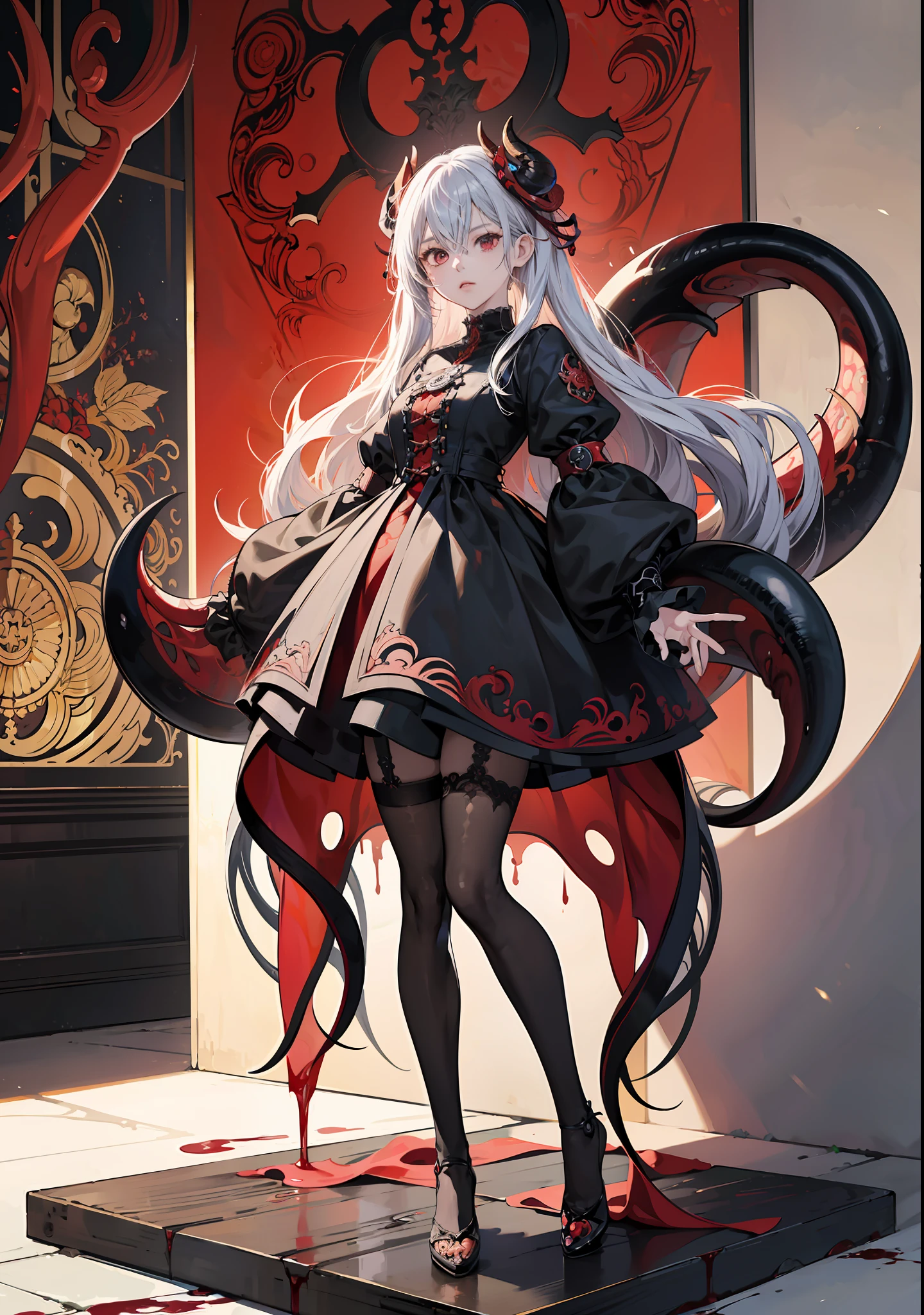 anime, demon, girl, red, blood, art, artwork, artwork, artwork, artwork, artwork, artwork, artwork, artwork, artwork, artwork,, best anime 4k konachan wallpaper, fine details. anime. tentacles, intricate ornate anime cgi style, 2b, 2 b, anime epic artwork, badass anime 8 k