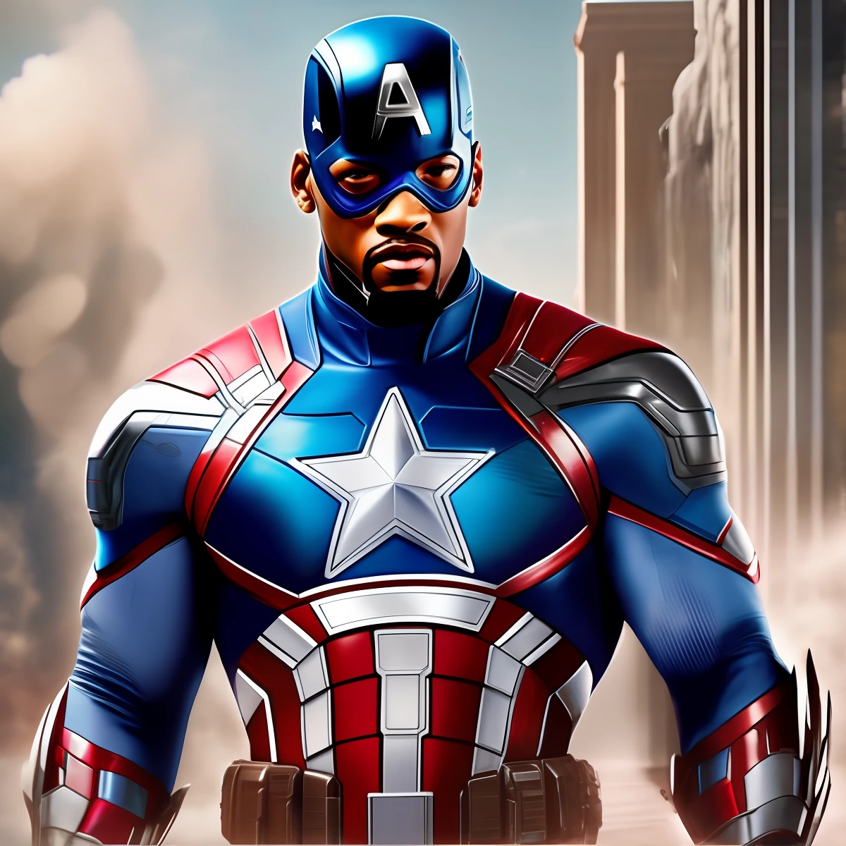 **will smith as superhero,captain america, captain america armor, super realistic, 8k, movi, civil war - Image #1 < --auto --s2