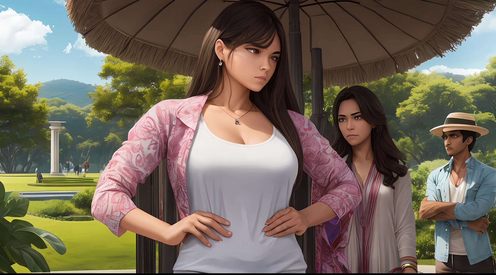 An envious person watching another person who has achieved success, with furious eyes and clenched hands, ultra realistic --auto --s2