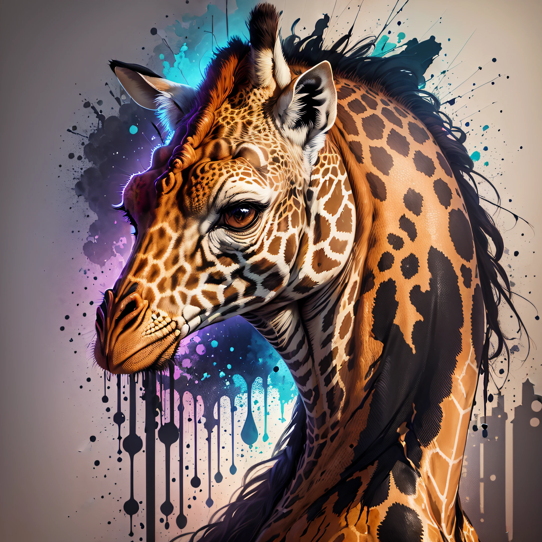 (samdoesarts:1.3), nvinkpunk, articules, horrifying techno-organic mutation (giraffe), portrait, backlighting, abstract, painting, painted by famous artist, ethereal, liquid, abstract, masterpiece, highly detailed, best quality, highest quality, realistic lighting, hyperdetailed, hyperrealism, colors, colorful --auto --s2