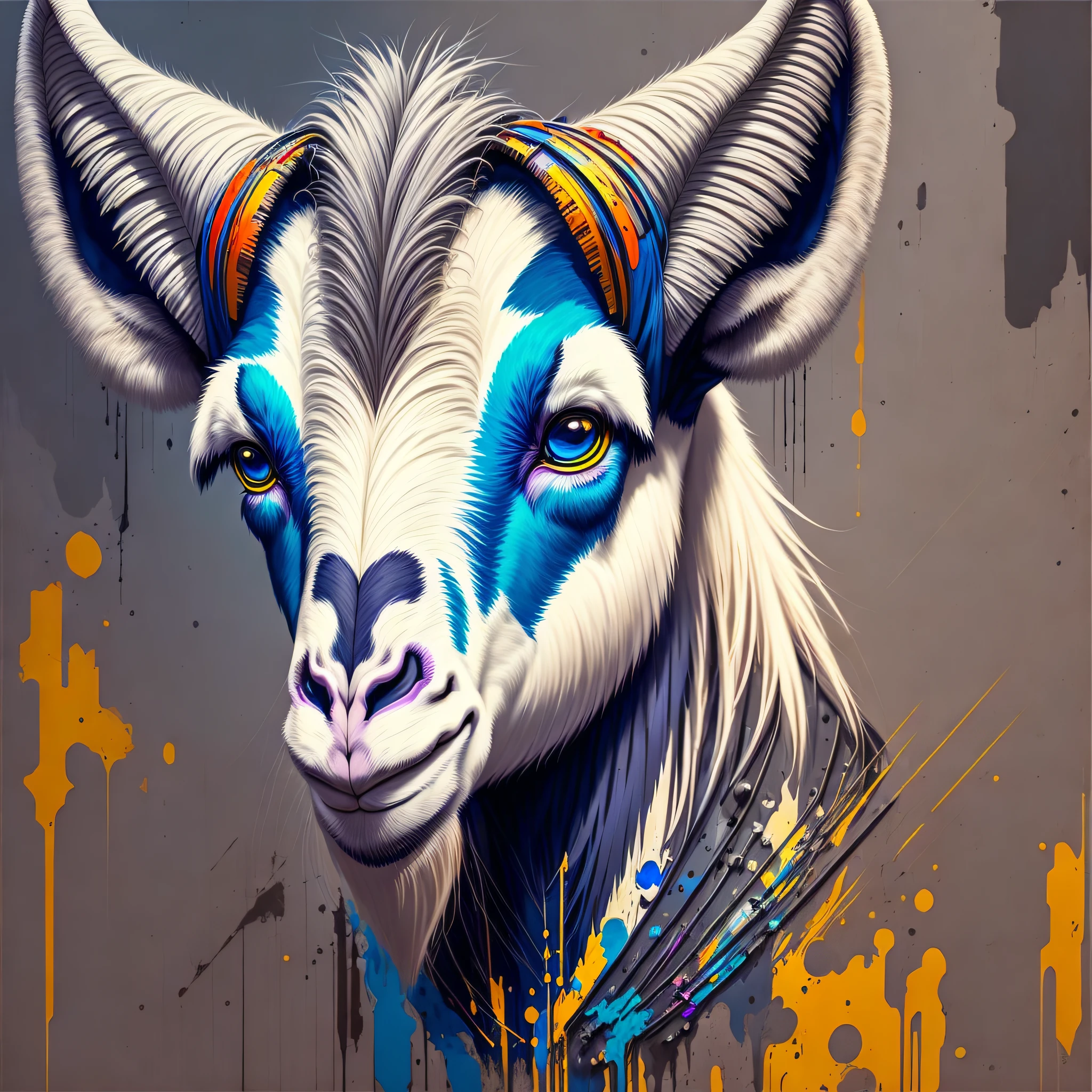 (samdoesarts:1.3), nvinkpunk, articules, horrifying techno-organic mutation (goat), portrait, backlighting, abstract, painting, painted by famous artist, ethereal, liquid, abstract, masterpiece, highly detailed, best quality, highest quality, realistic lighting, hyperdetailed, hyperrealism, colors, colorful --auto --s2