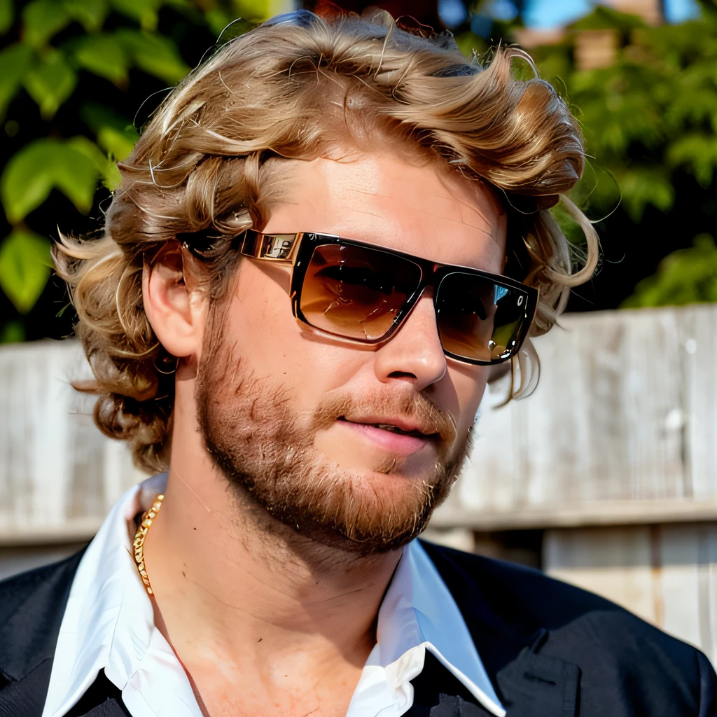 man, photo of gravy, beard, sunglasses, ultra detailed, outside, in pool, 150 mm, beautiful studio soft light, vibrant details,, hyperrealistic, beautiful background, 8k, best quality, masterpiece, extremely delicate and beautiful, extremely detailed ,wallpaper, (realistic, photo-realistic:1.37),Amazing, finely detail, masterpiece,best quality,official art, absurdres,