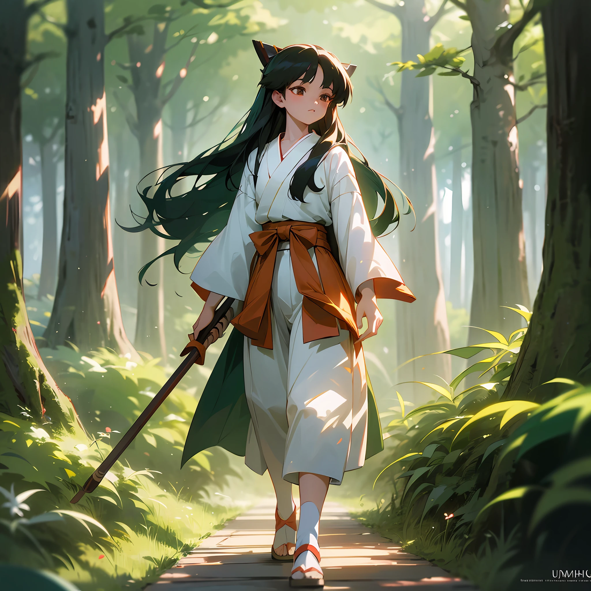 Full body portrait of inuyasha anime kagome character, cinematic lighting, depth of field, bokeh, realism, photorealistic, hyperrealism, professional photography, uhd, dslr, hdr --auto --s2