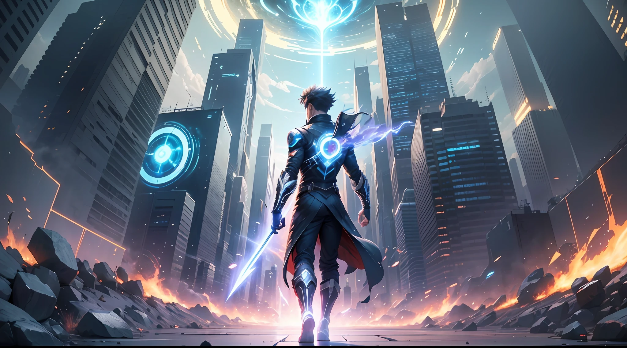 (8K anime:1.2),an epic starring a man with teleportation powers,(epic animation style), with incredible visual effects,(futuristic background),an exciting story. (male protagonist,superpower:teleportation,forward animation,extraordinary fx,futuristic backdrop) --auto --s2