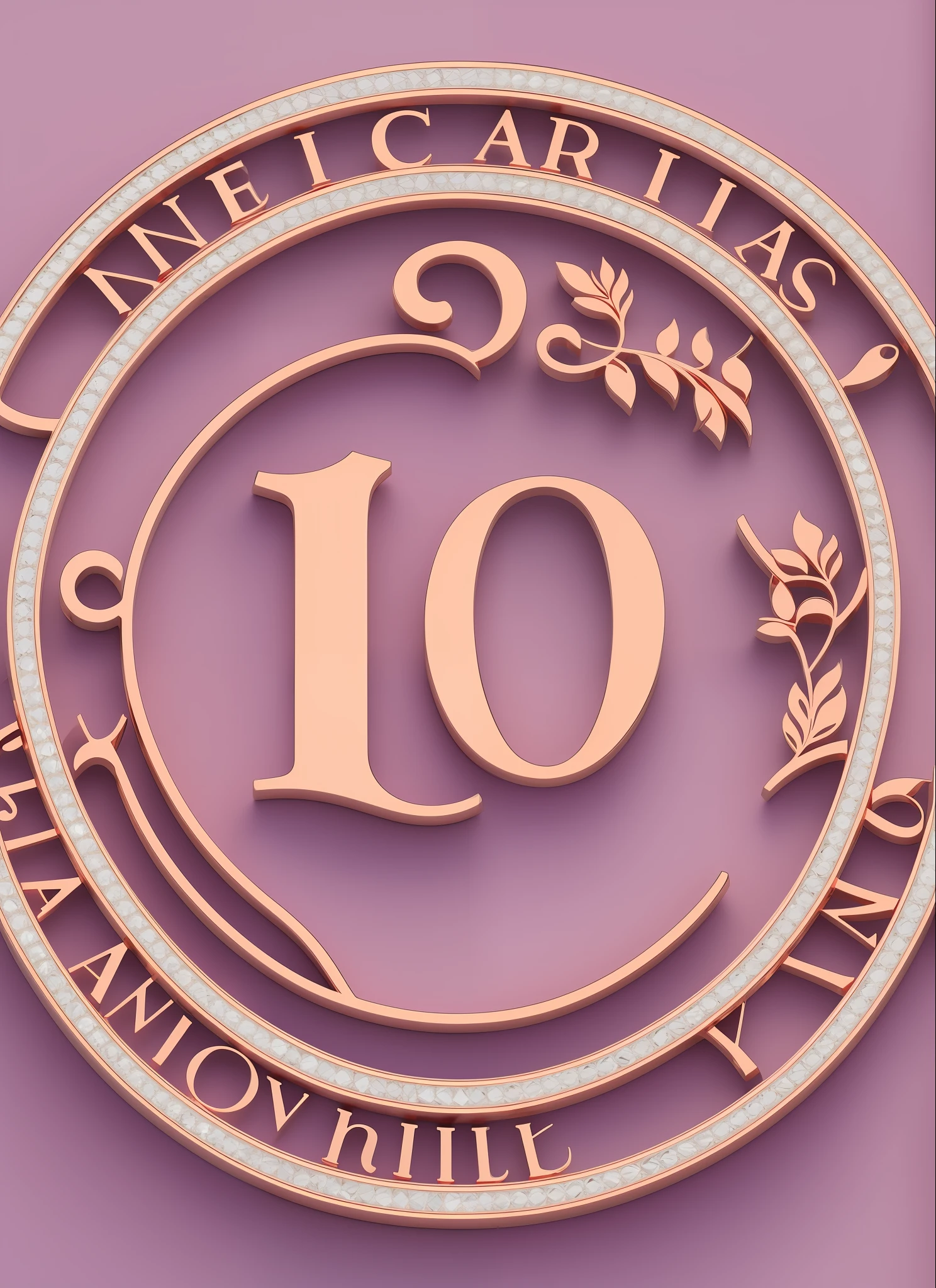 a delicate and feminine 3d logo in rose gold with a white background in celebration of the 115th anniversary of a women's club --auto --s2