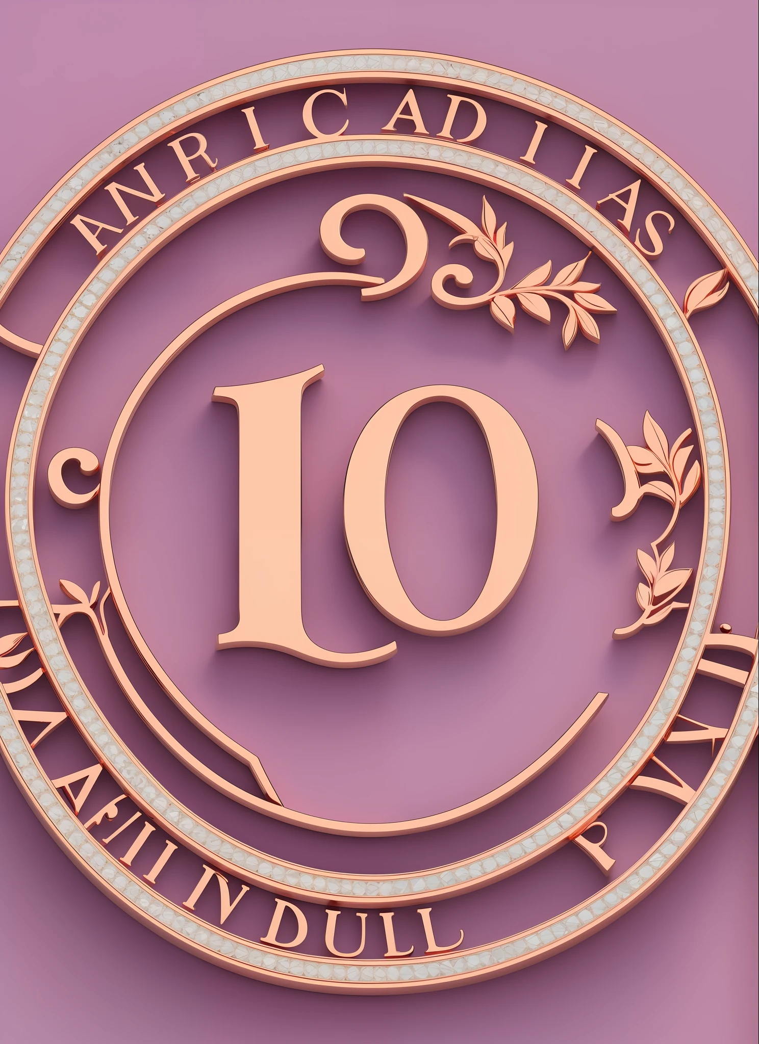 a delicate and feminine 3d logo in rose gold with a white background in celebration of the 115th anniversary of a women's club --auto --s2