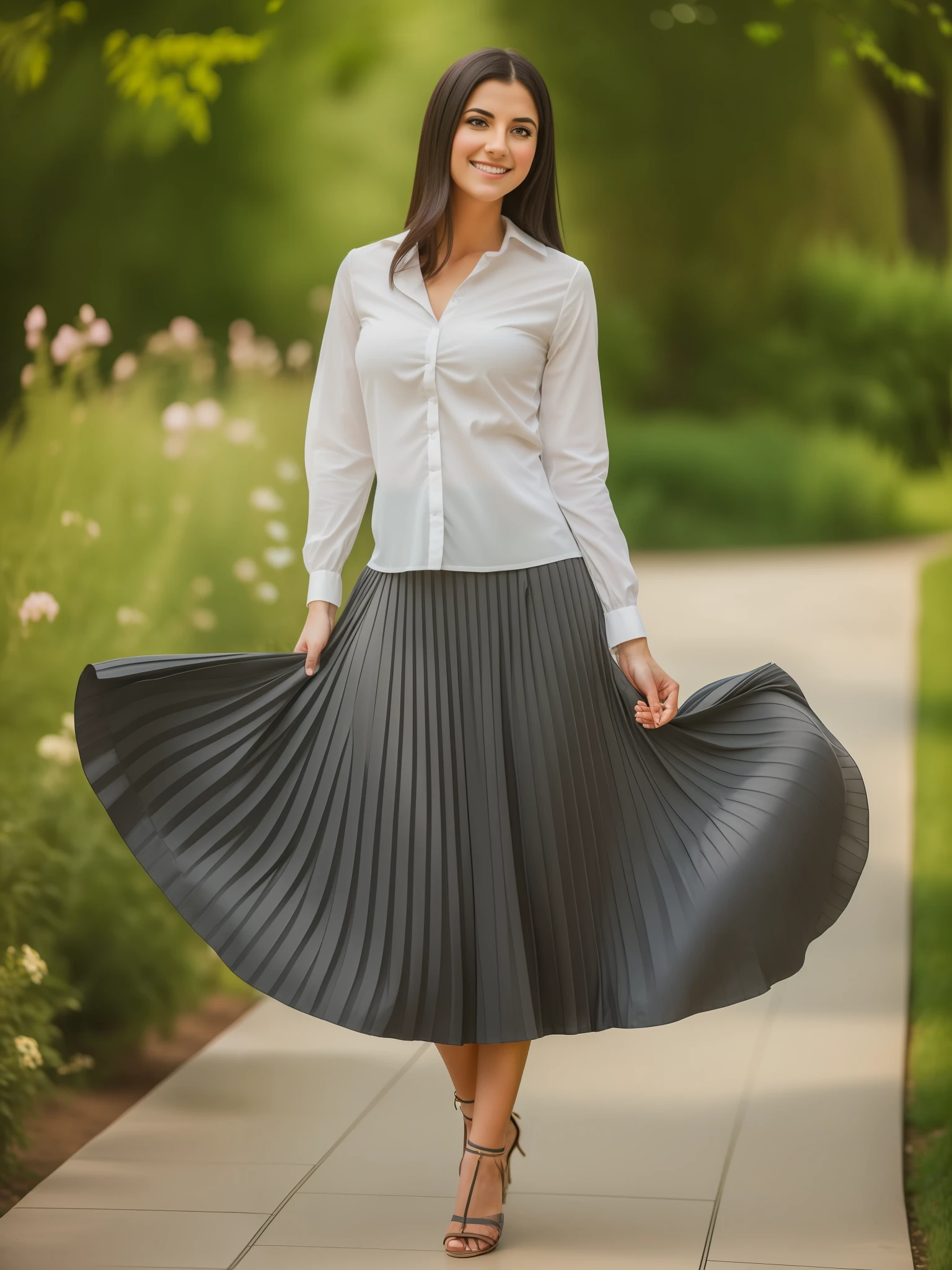 a tender, kind, flirty, smiling, attractive therapist is coming over to lovingly hug you and kiss you and she is wearing a long skirt, (8k UHD, DSLR, high fidelity, f/8, iso 100) --auto --s2