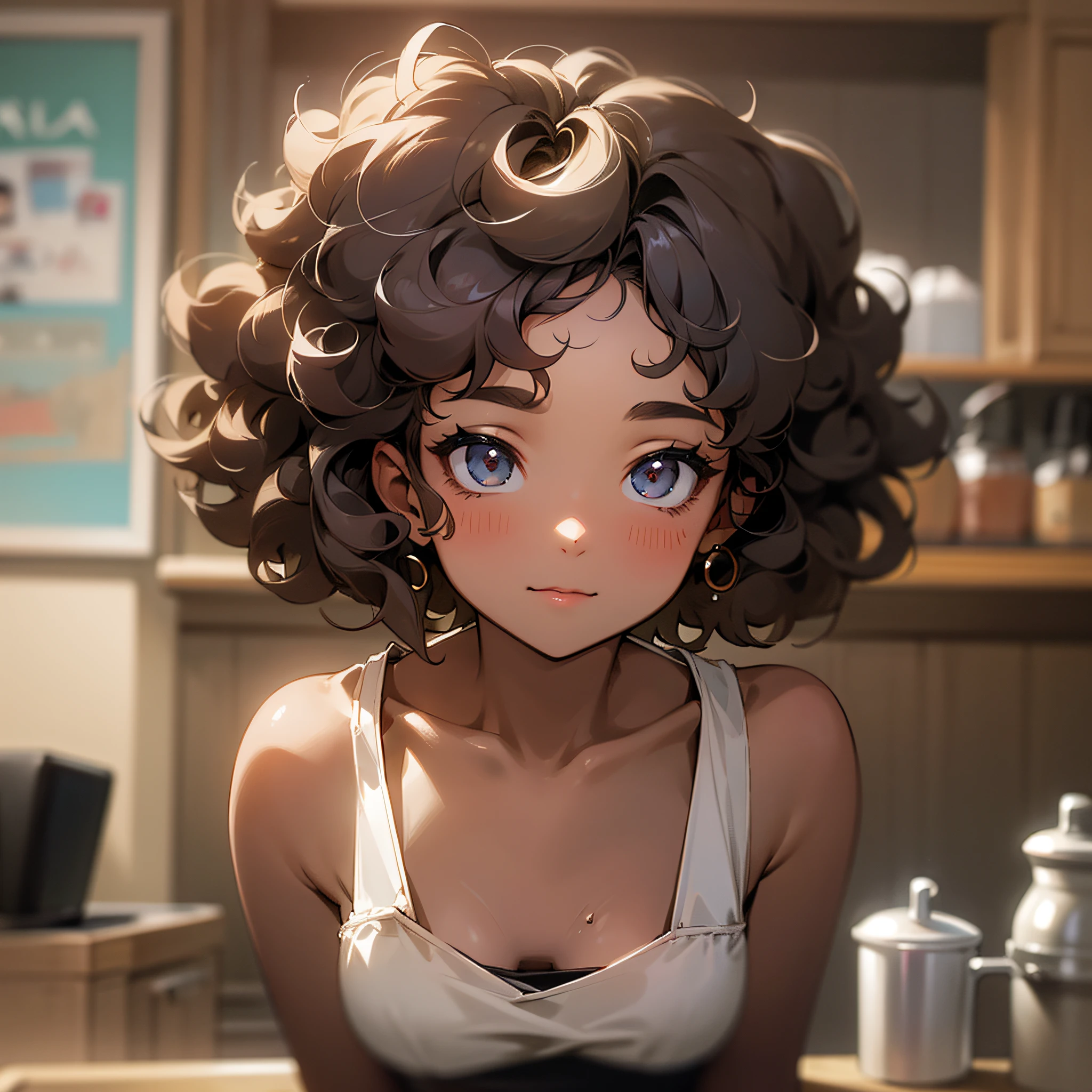 (masterpiece, best quality), black girl, curly hair, barista --auto --s2