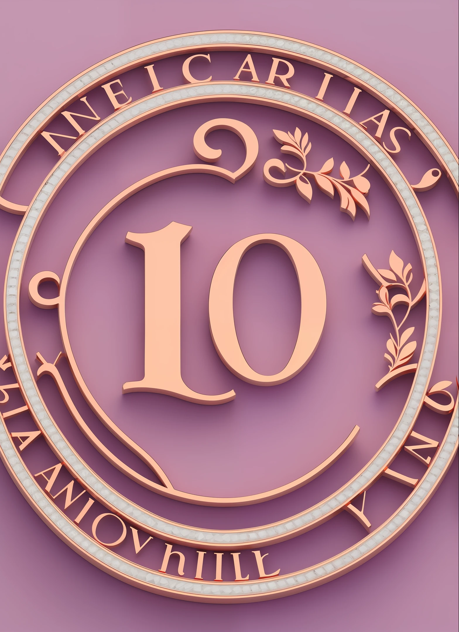 a delicate and feminine 3d logo in rose gold with a white background in celebration of the 115th anniversary of a women's club --auto --s2