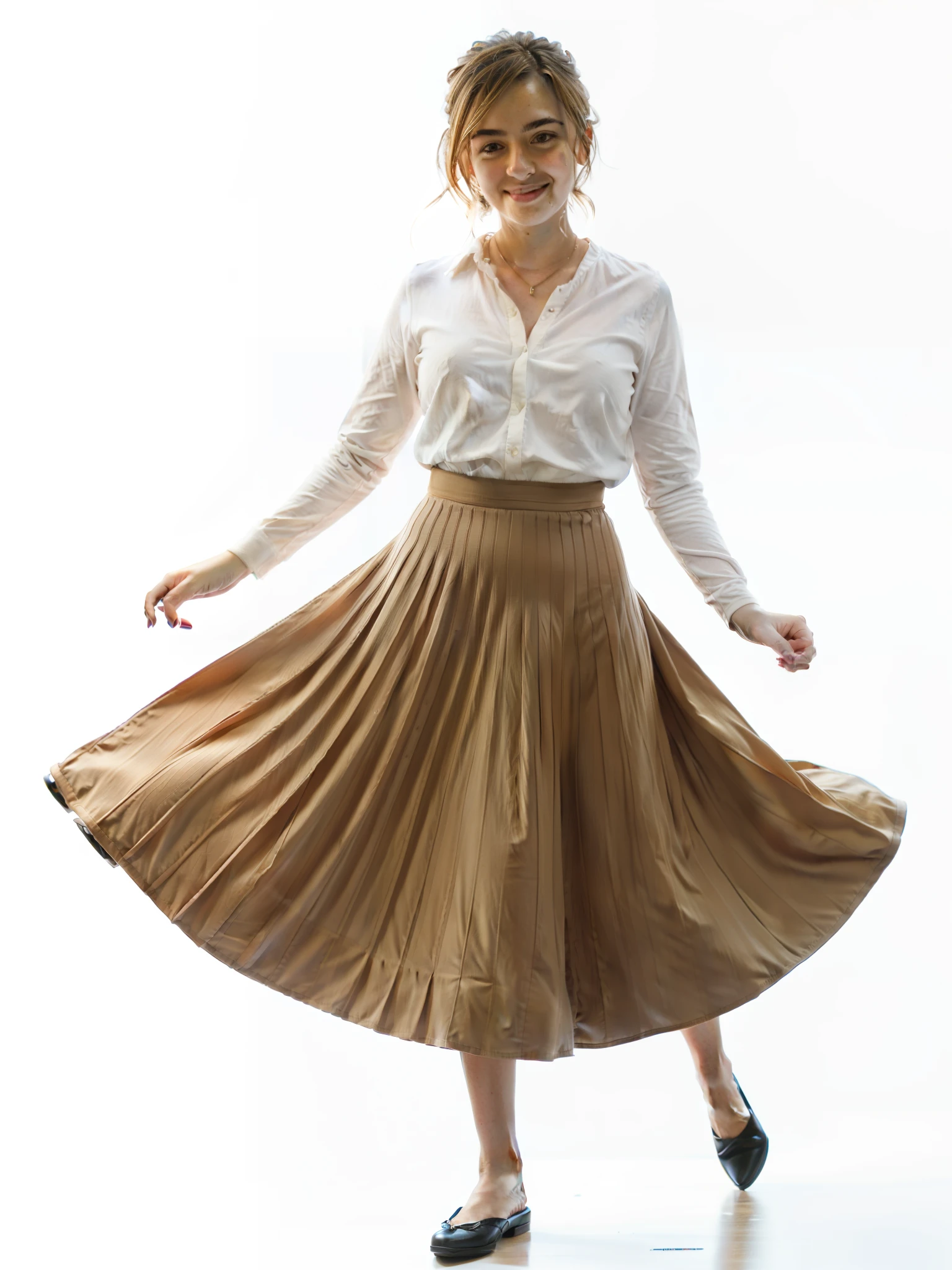 a tender, kind, flirty, smiling, attractive therapist is coming over to lovingly hug you and kiss you and she is wearing a long skirt, (8k UHD, DSLR, high fidelity, f/8, iso 100) --auto --s2