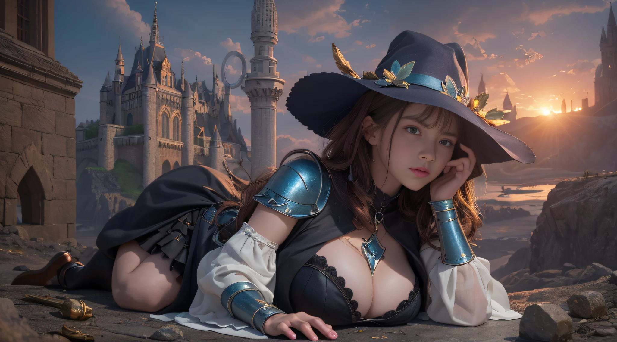 (8k, RAW photo, photorealistic: 1.6, ultra high resolution, highest quality, absurdity, high resolution, depth of field:1.7, masterpiece), BREAK wide angle, intricate and beautiful city and castle in the mountains, cinematic, matte painting, concept art, trending on artstation, intricate, scenic, landscape, digital painting, big boobs
BREAK A final battle of a worn-out dying magical girl who fights a powerful witch. She and her other magical girls challenged the witch who was trying to destroy the world. But the witch’s power was overwhelming, and her comrades were defeated one by one. She became the last survivor and faced the witch one-on-one. She had wounds all over her body and very little magic power left. She bet her life to give the witch the final blow.
BREAK Gray: This effect converts the image into grayscale, with shades of gray. It can create a bleak or somber mood for the scene.