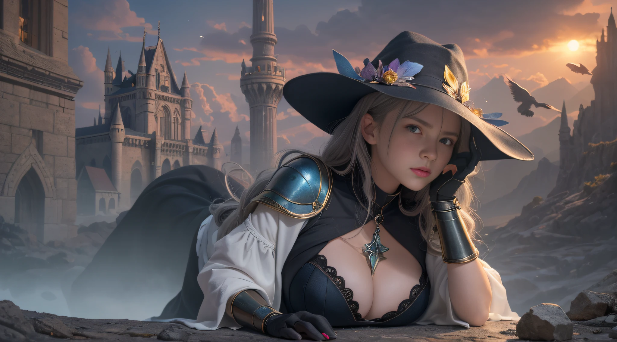 (8k, RAW photo, photorealistic: 1.6, ultra high resolution, highest quality, absurdity, high resolution, depth of field:1.7, masterpiece), BREAK wide angle, intricate and beautiful city and castle in the mountains, cinematic, matte painting, concept art, trending on artstation, intricate, scenic, landscape, digital painting, big boobs
BREAK A final battle of a worn-out dying magical girl who fights a powerful witch. She and her other magical girls challenged the witch who was trying to destroy the world. But the witch’s power was overwhelming, and her comrades were defeated one by one. She became the last survivor and faced the witch one-on-one. She had wounds all over her body and very little magic power left. She bet her life to give the witch the final blow.
BREAK Gray: This effect converts the image into grayscale, with shades of gray. It can create a bleak or somber mood for the scene.