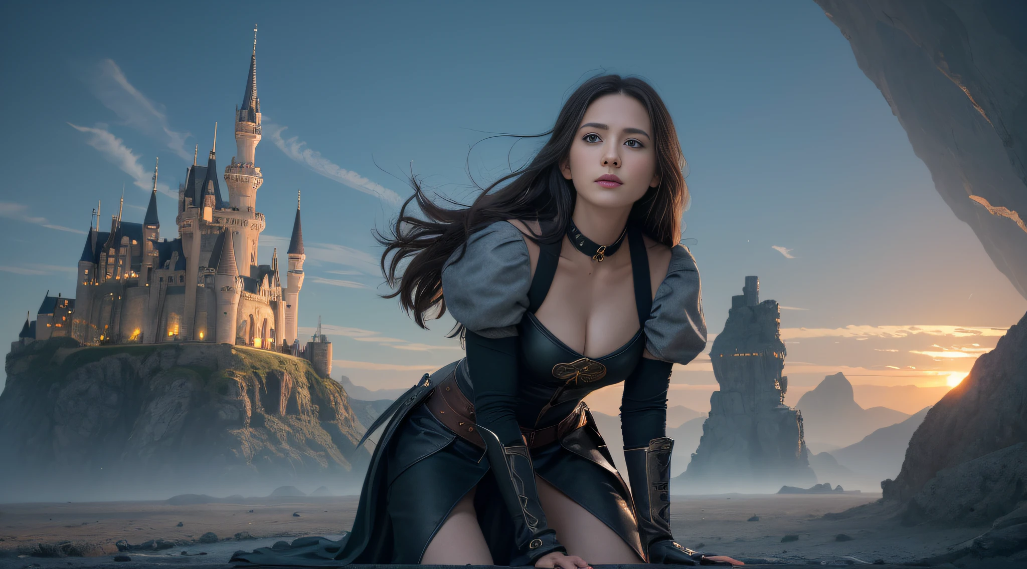 (8k, RAW photo, photorealistic: 1.6, ultra high resolution, highest quality, absurdity, high resolution, depth of field:1.7, masterpiece), BREAK wide angle, intricate and beautiful city and castle in the mountains, cinematic, matte painting, concept art, trending on artstation, intricate, scenic, landscape, digital painting, big boobs
BREAK A final battle of a worn-out dying magical girl who fights a powerful witch. She and her other magical girls challenged the witch who was trying to destroy the world. But the witch’s power was overwhelming, and her comrades were defeated one by one. She became the last survivor and faced the witch one-on-one. She had wounds all over her body and very little magic power left. She bet her life to give the witch the final blow.
BREAK Gray: This effect converts the image into grayscale, with shades of gray. It can create a bleak or somber mood for the scene.