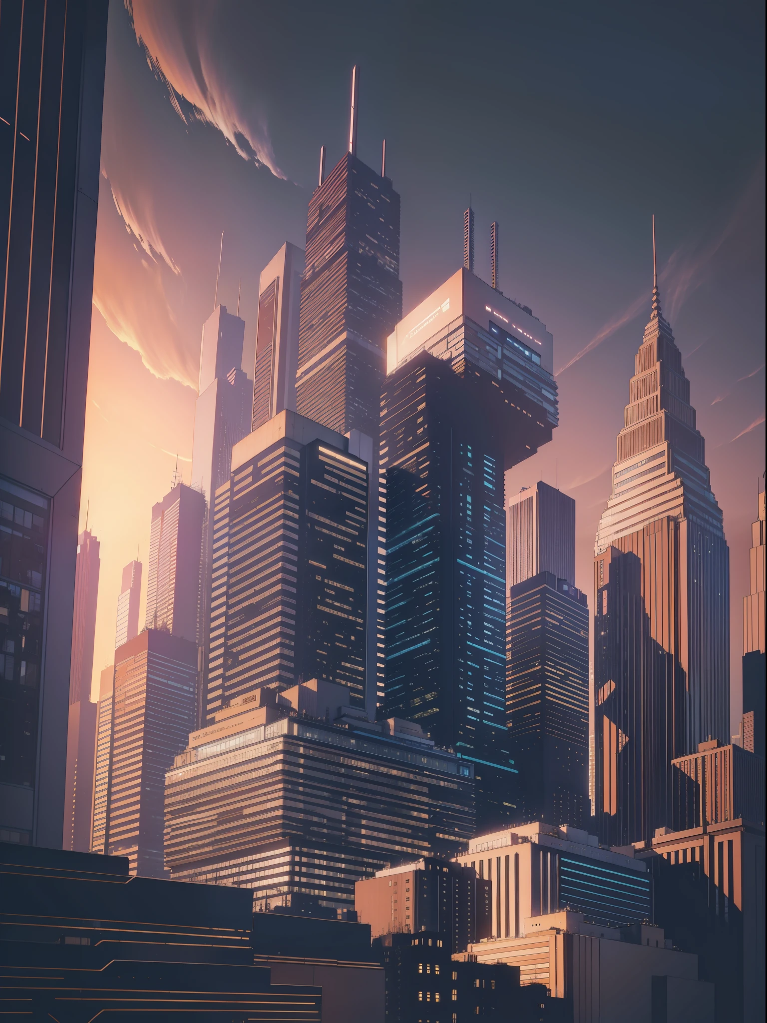 big city,focus on a technological building