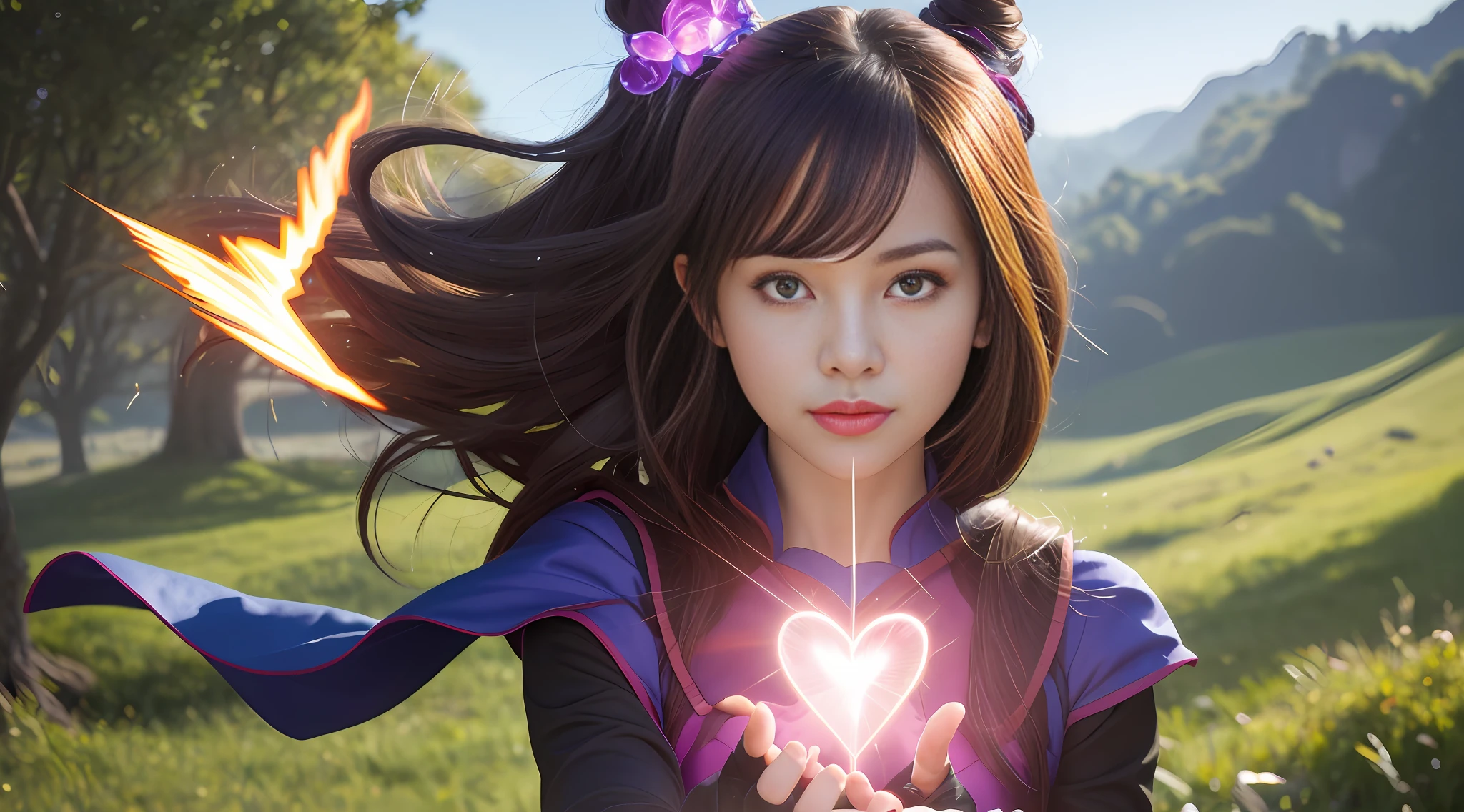 (8k, RAW photo, photorealistic: 1.6, ultra high resolution, highest quality, absurdity, high resolution, depth of field:1.7, masterpiece),
BREAK
A final battle of a brave magical girl who fights a wicked witch. She and her other magical girls challenged the witch who was trying to steal the magic crystal. But the witch’s power was formidable, and her comrades were captured one by one. She became the last hope and faced the witch alone. She had courage in her heart and enough magic power to fight. She swore to save her friends and the world from the witch’s evil plan.