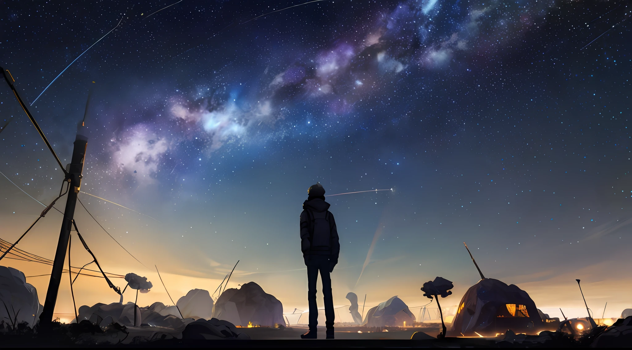 Dark environment, background bokeh, virtual space, food, starry sky