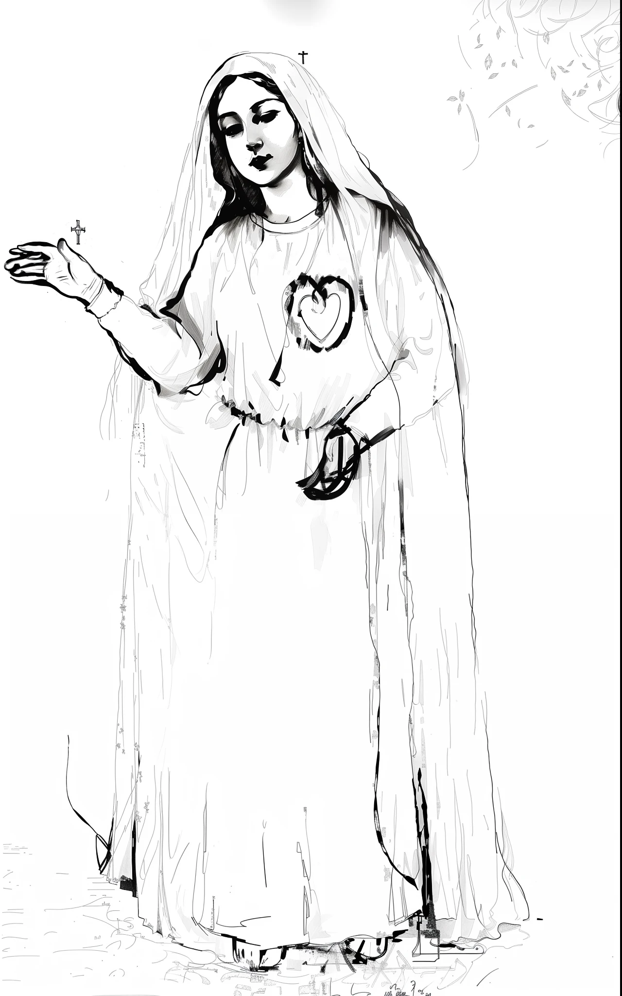a drawing of Our Lady of Fatima made by Lucia