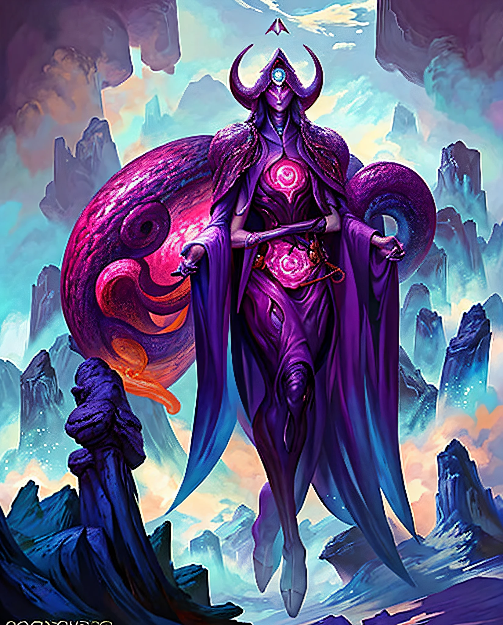 Ilithid Mind Flayer, Slaanesh, MTG Art, Eldritch Goddess, Magic the Gathering Card Art, Magic the Gathering Concept Art, Portrait of a Mind Flayer, Concept Art.