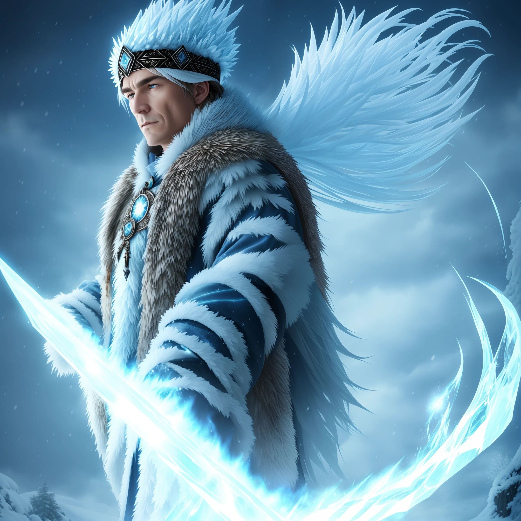 The Nordic Ice Shaman is a powerful and wise shaman, able to control the powers of ice and snow with his ancestral magic. He is a member of the Nordic race, known for his endurance and determination. With his deep knowledge of nature spirits and his ability to control ice, this shaman is able to conjure snowstorms and freeze his enemies while using his magic to heal injuries and protect his tribe. He is a guardian of nature and its people, always ready to face any challenge.