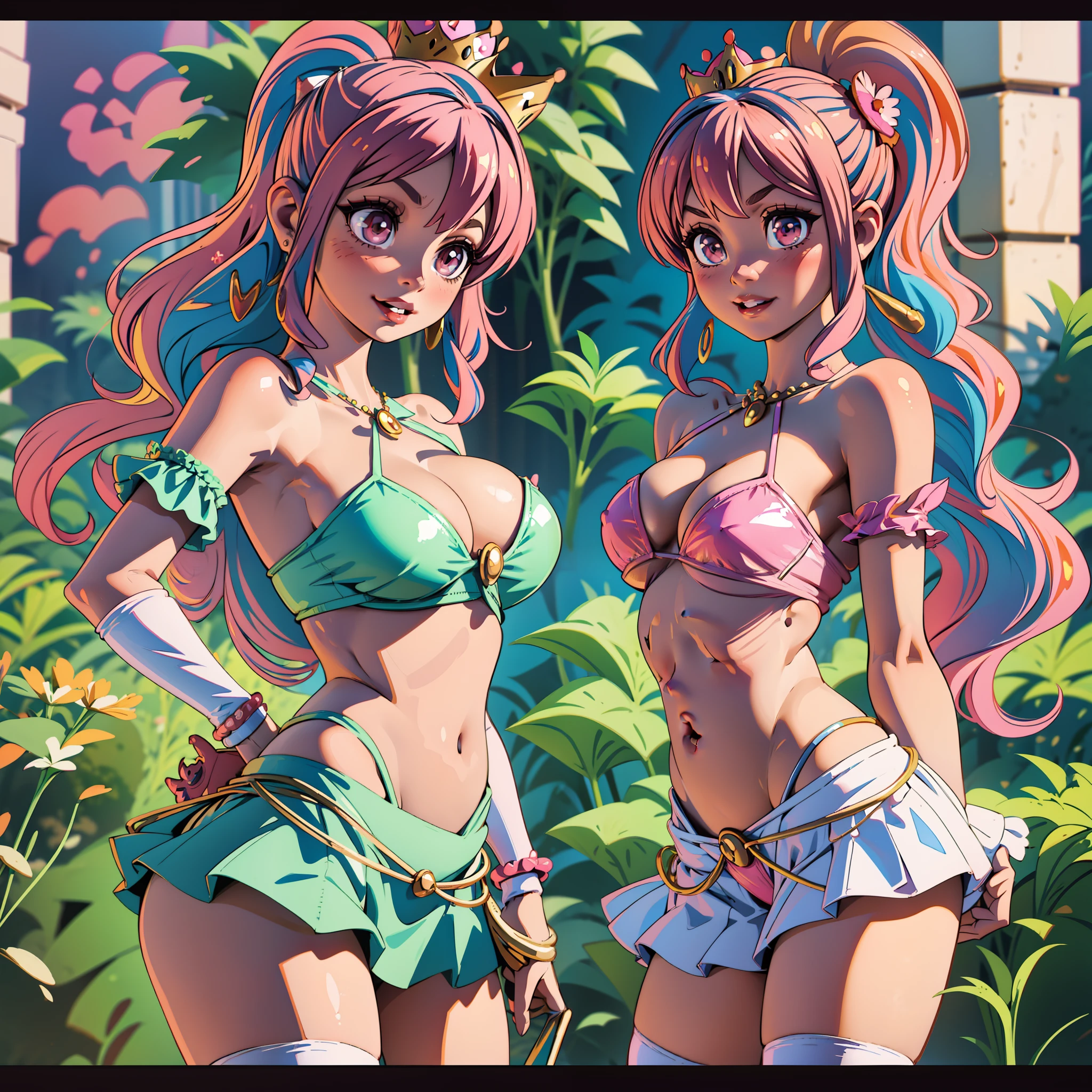 peach princess, princess peach, super mario bros princess, super mario bros game princess, white short skirt, bikini covering breasts, breasts with bikini, pink bikini, wearing pink bikini covering breasts, plastic pink bikini, wearing white short skirt smiling for camera, in front of mushroom kingdom castle, mushroom castle, princess blonde hair, princess barbie blonde, crown detailed, super mario bros game, peach princess, beautiful princess, princess posing for photo, princess of super mario bros world, beautiful breasted princess, beautiful breasts, barbie princess, perfect body, thin waist, thin-waisted princess, big ass, princess with big ass, princess posing for photo in front of super mario bros game mushroom kingdom castle, Super Mario Bros. Movie