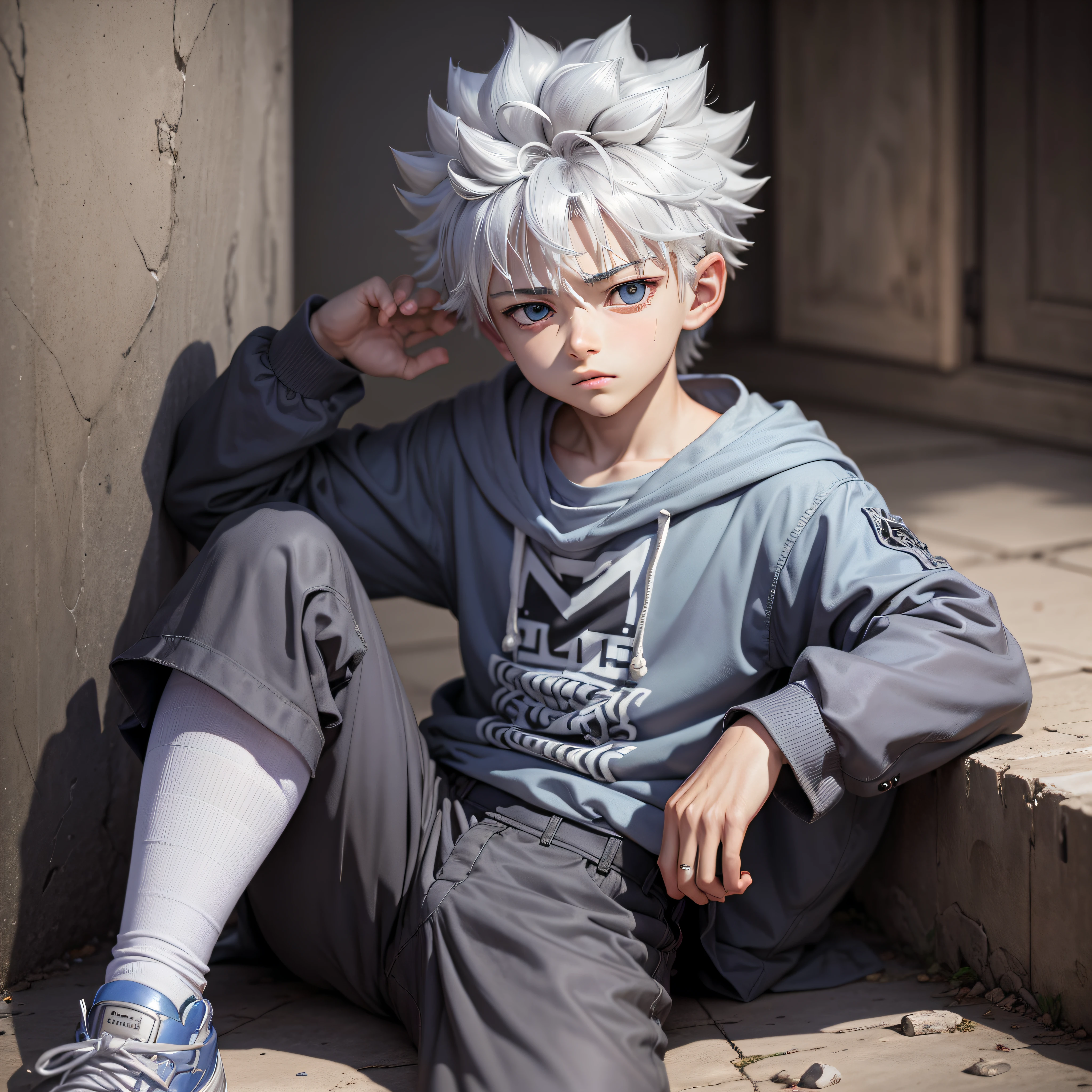 best quality, masterpiece killua like boy, extremelly detailed, a realistic boy that looks like killua --auto --s2
