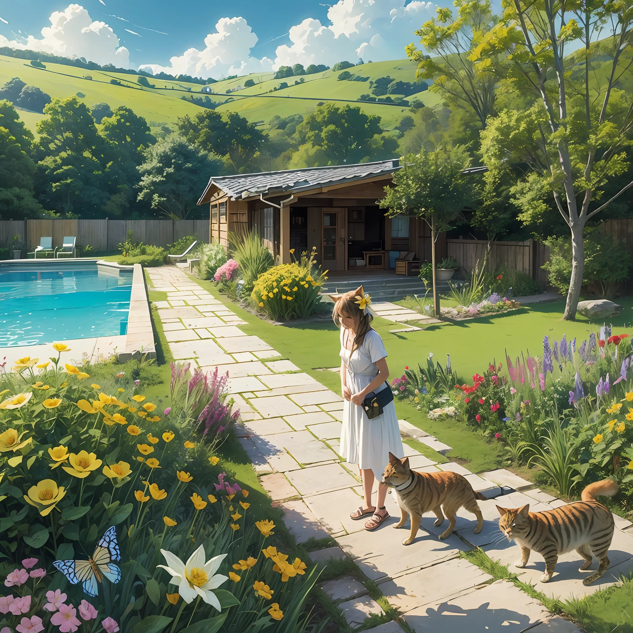Home,field,Ypê amarelo,pool,flowery,butterfly,dog,cat