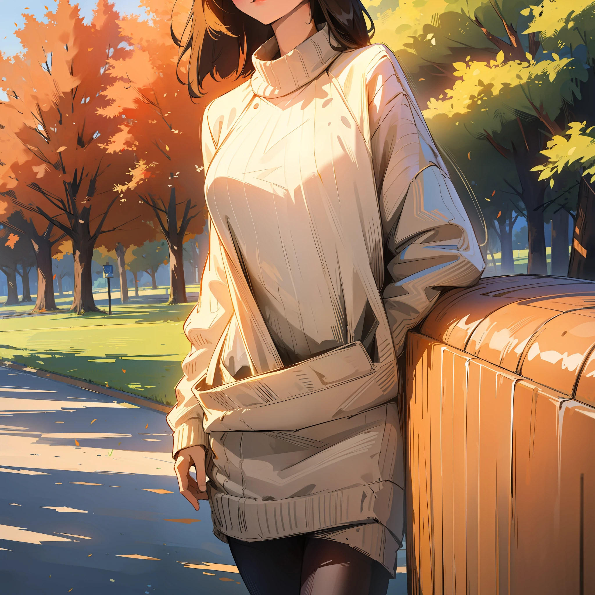 masterpiece,best quality,detailed,autumn,outdoors,park,nsfw,1girl,solo,sweater dress, --auto --s2