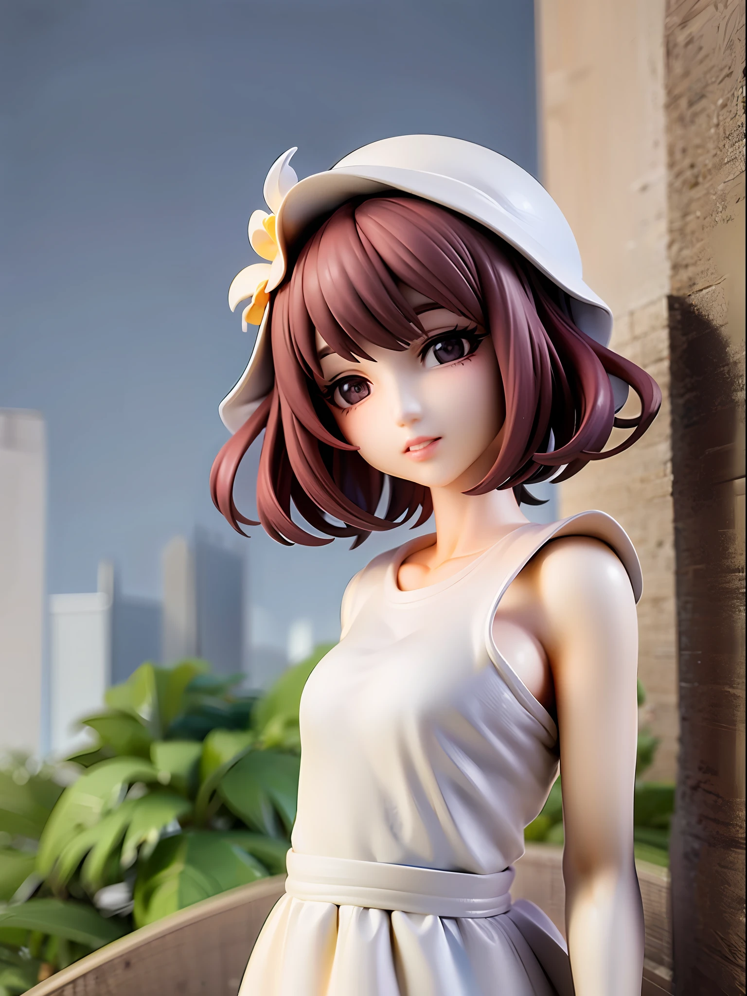 Girl, upper body, white dress, adorns on head 🌺