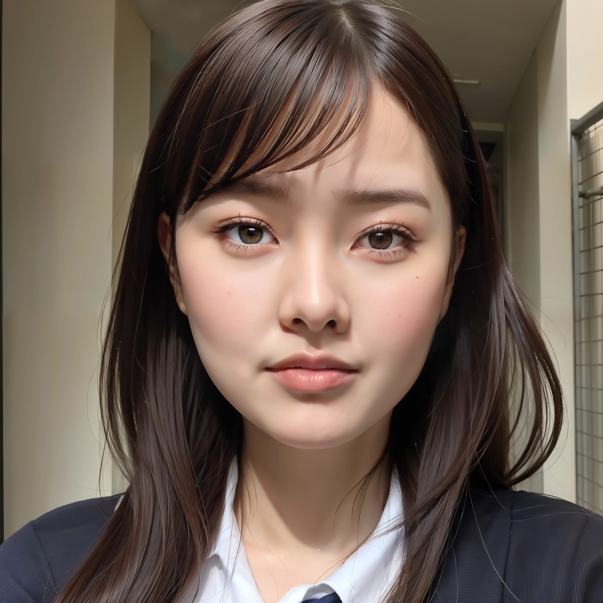 Close-up of the face of one schoolgirl, from the front