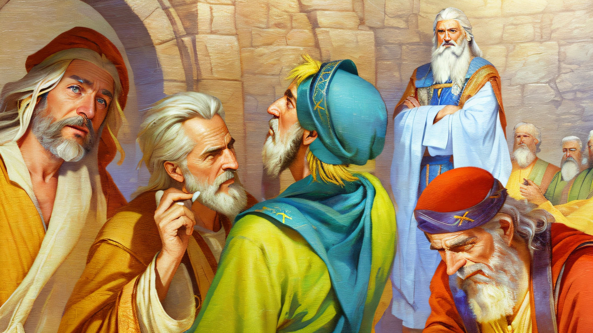 Photo Raw, (realistic), (masterpiece), (best quality), there is a handsome old male male, [(eyes high details)], (skin high details), [(hands high details)], Noah, with white hair and beards looking forward, prophet, people laugh ,epic biblical representation, 8k, UHD, cinematic lighting, --s2