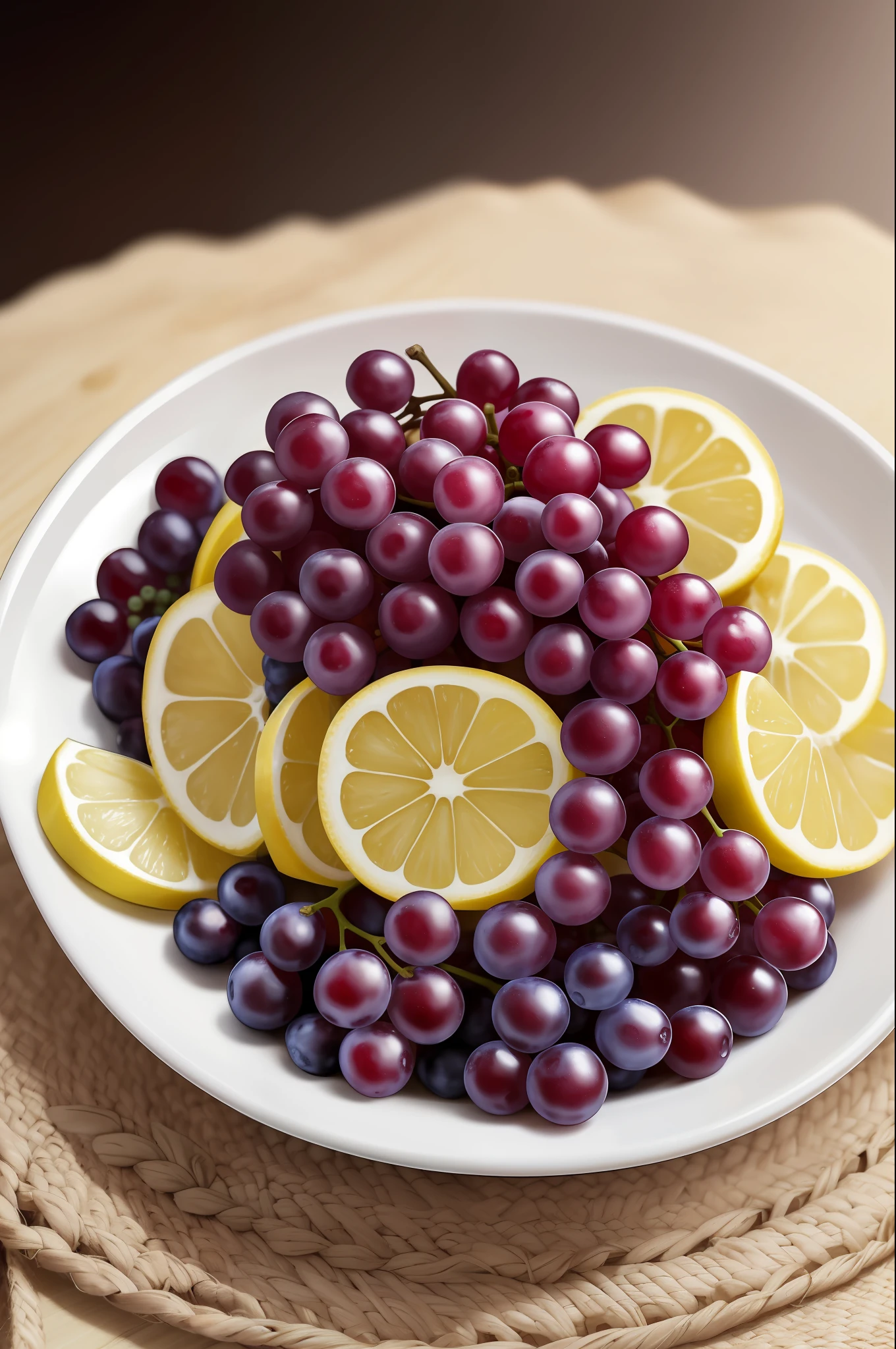 (a masterpiece:1.2), maximum quality, ultra-realistic details,fresh and delicious grapes,highlight,foreground,close-up details,juicy and bright texture,warm light tone,realistic texture.