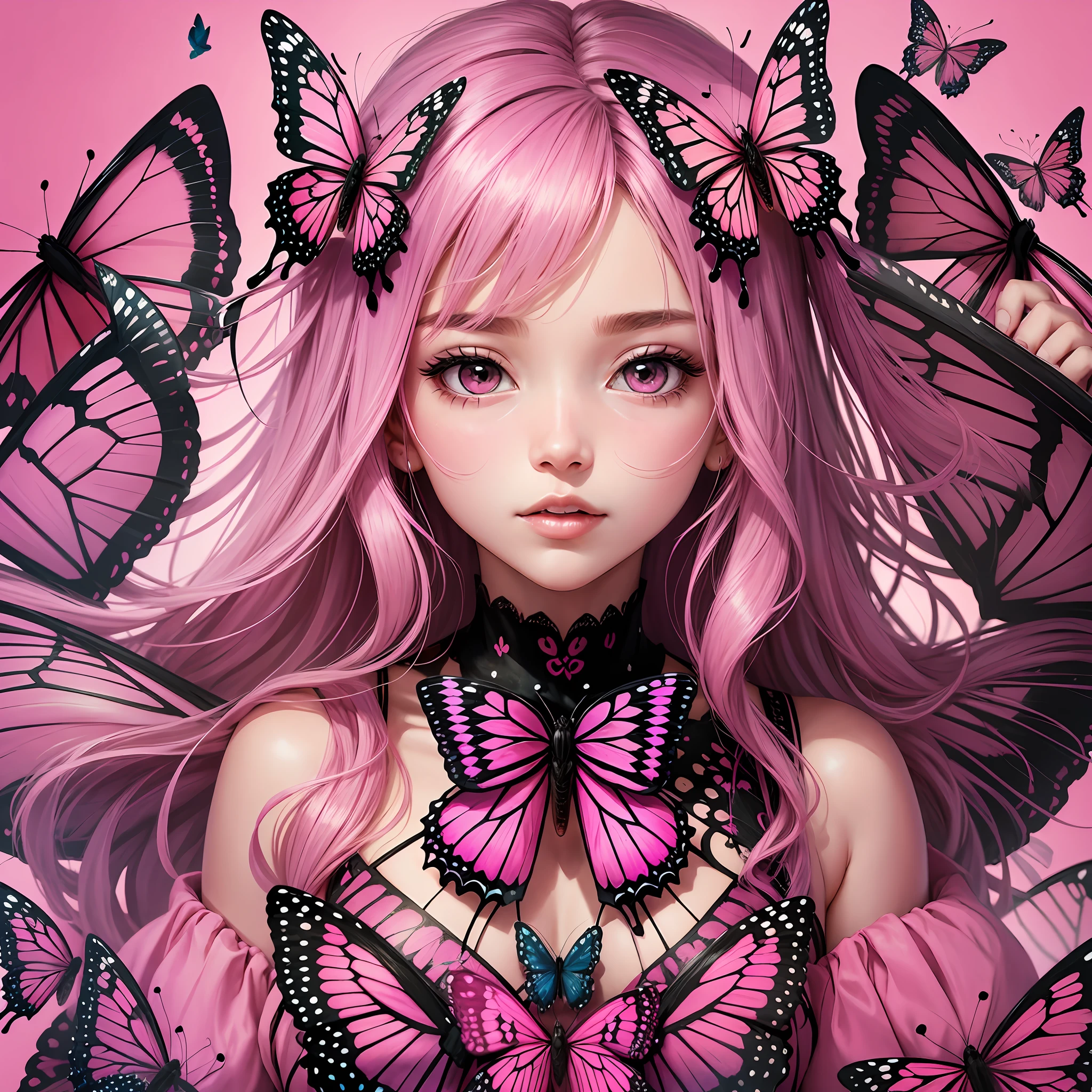 Pink background,butterflies --auto --s2
